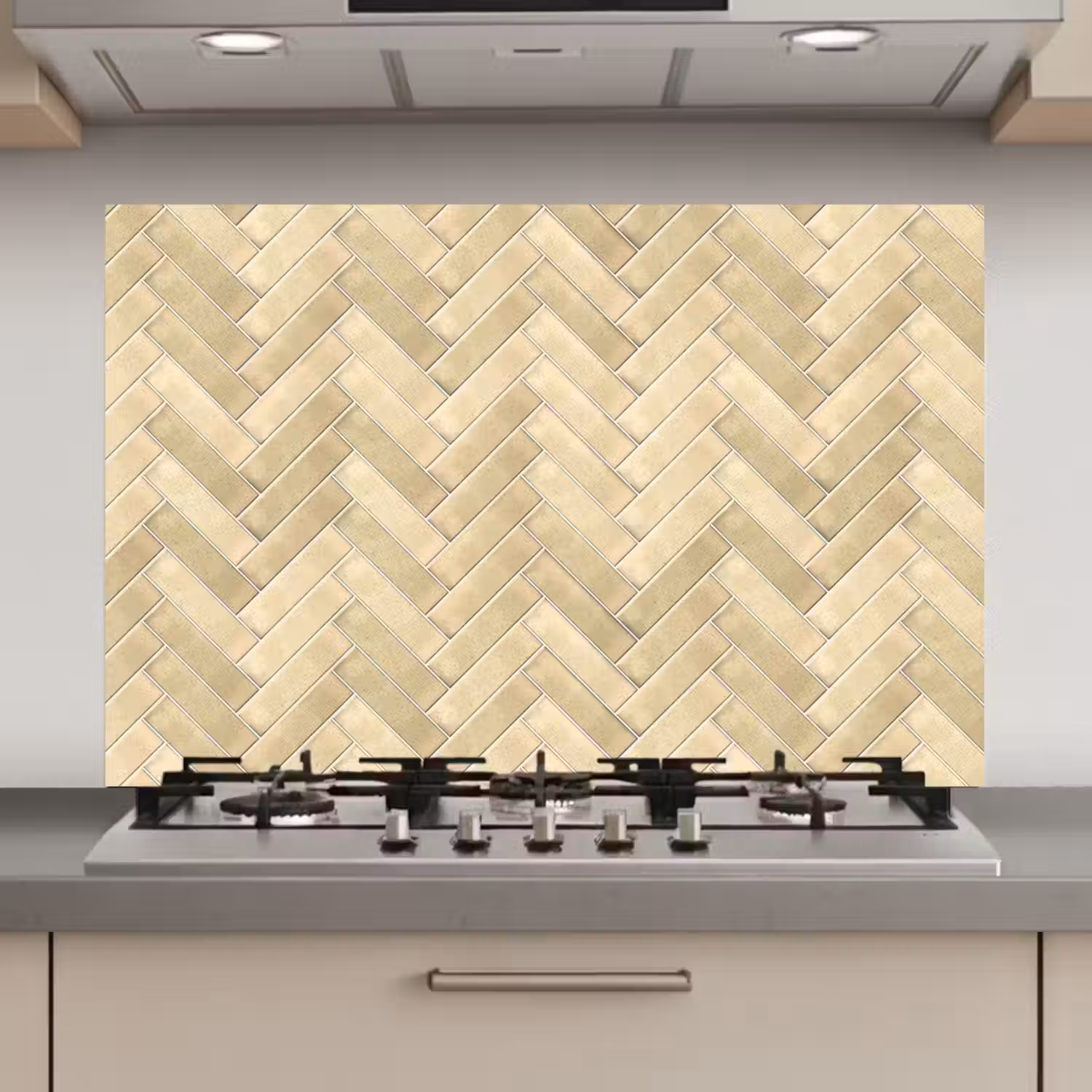 Visgraat - Tegel - Zand keuken achterwand spatscherm klein 900 -3d_website