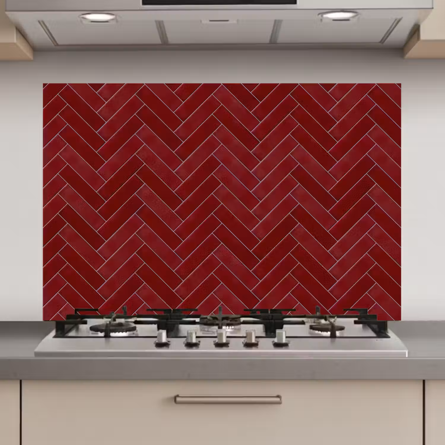 Visgraat - Wandtegel - Bordeaux - Rood keuken achterwand spatscherm klein 900 -3d_website