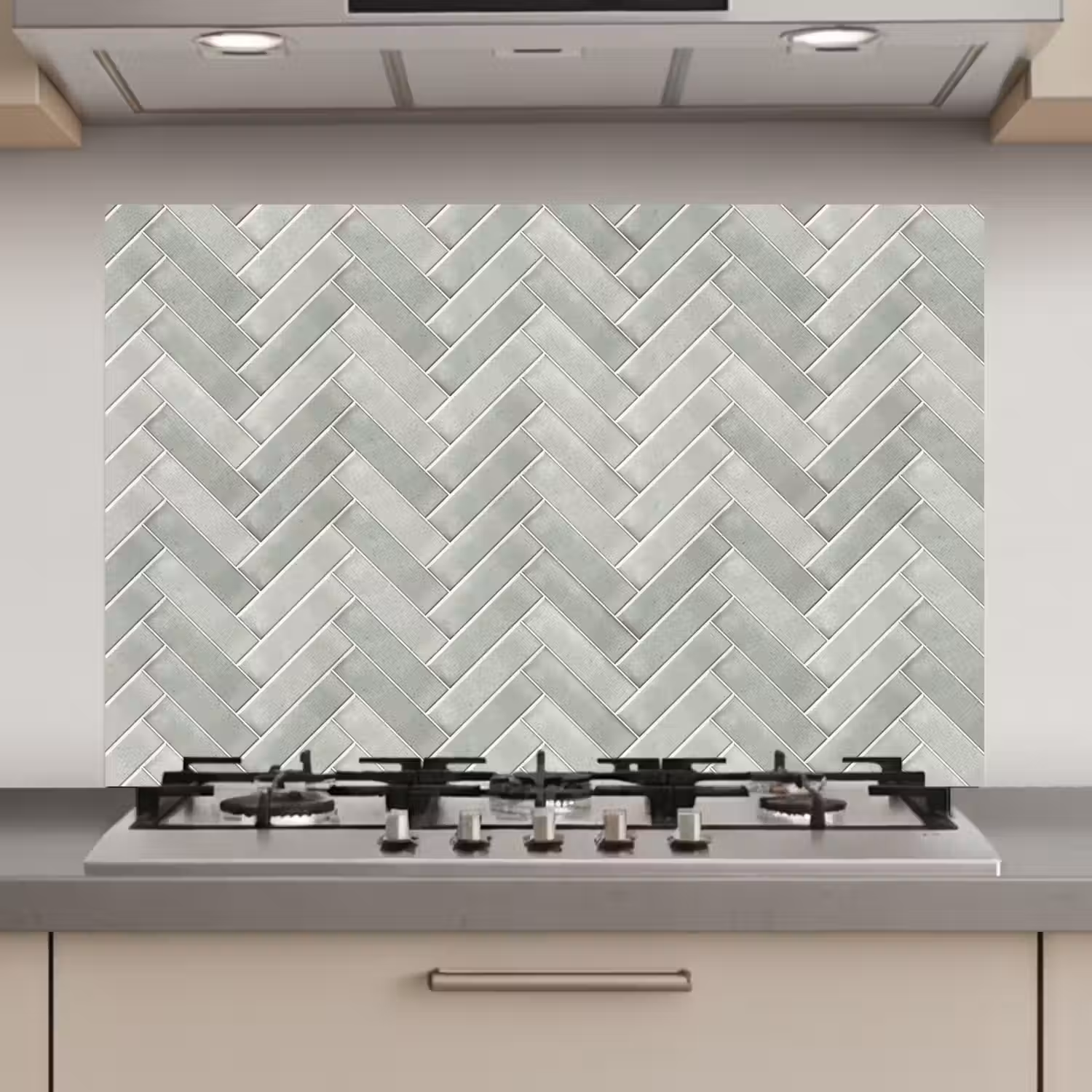 Visgraat - Wandtegel - Grijs keuken achterwand spatscherm klein 900 -3d_website