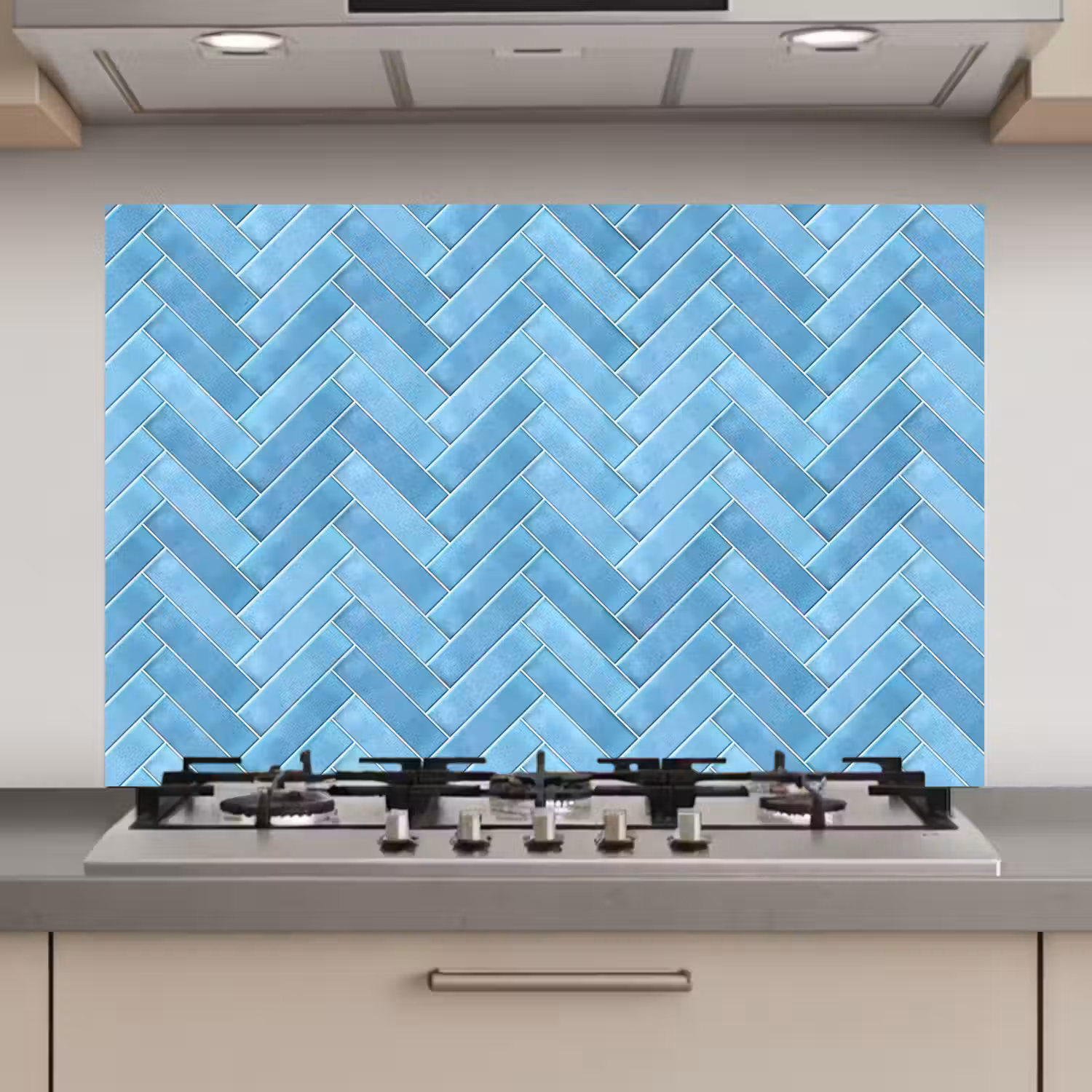 Visgraat - Wandtegel - Lichtblauw keuken achterwand spatscherm klein 900 -3d_website