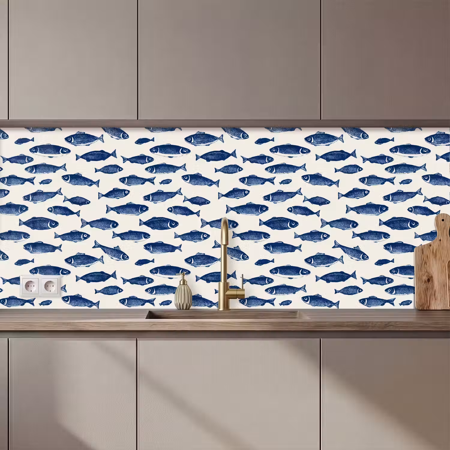 Vissen - Patroon - Blauw - Wit keuken achterwand 2 middel 871 zz_3dshopping