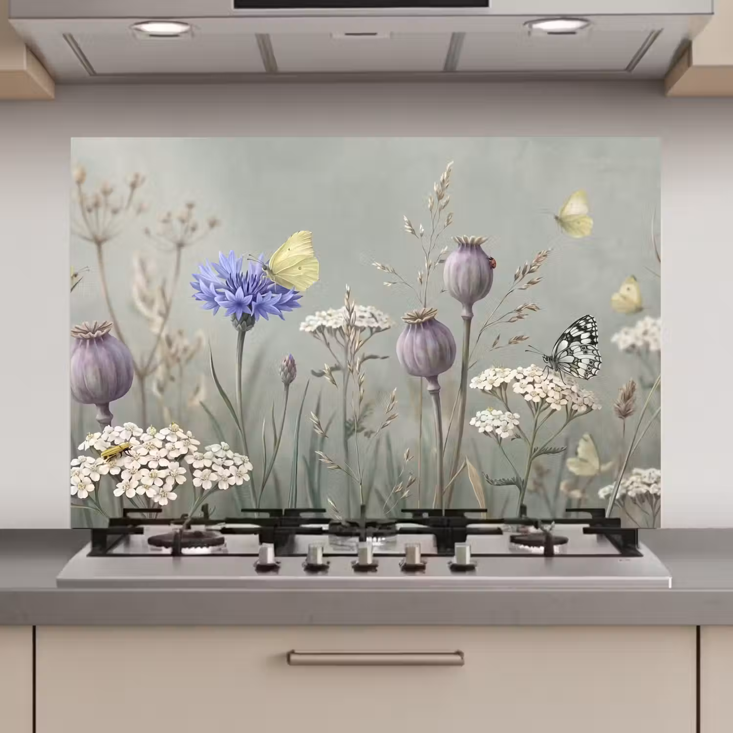 Vlinders - Wildbloemen - Illustratie - Kleurrijk keuken achterwand 2 middel zz_3dshopping