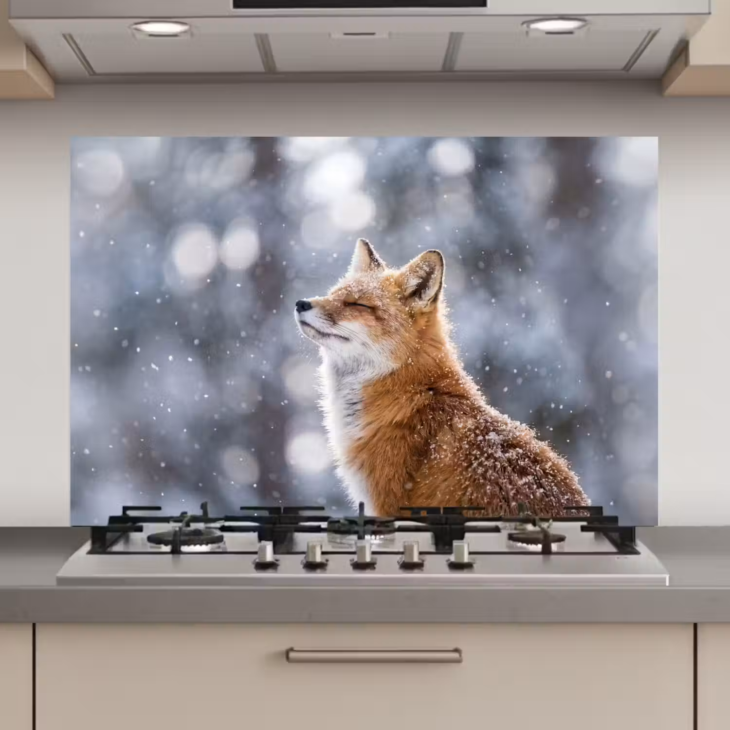 Vos - Sneeuwval - Portret - Winter - Sfeervol keuken achterwand 2 middel zz_3dshopping