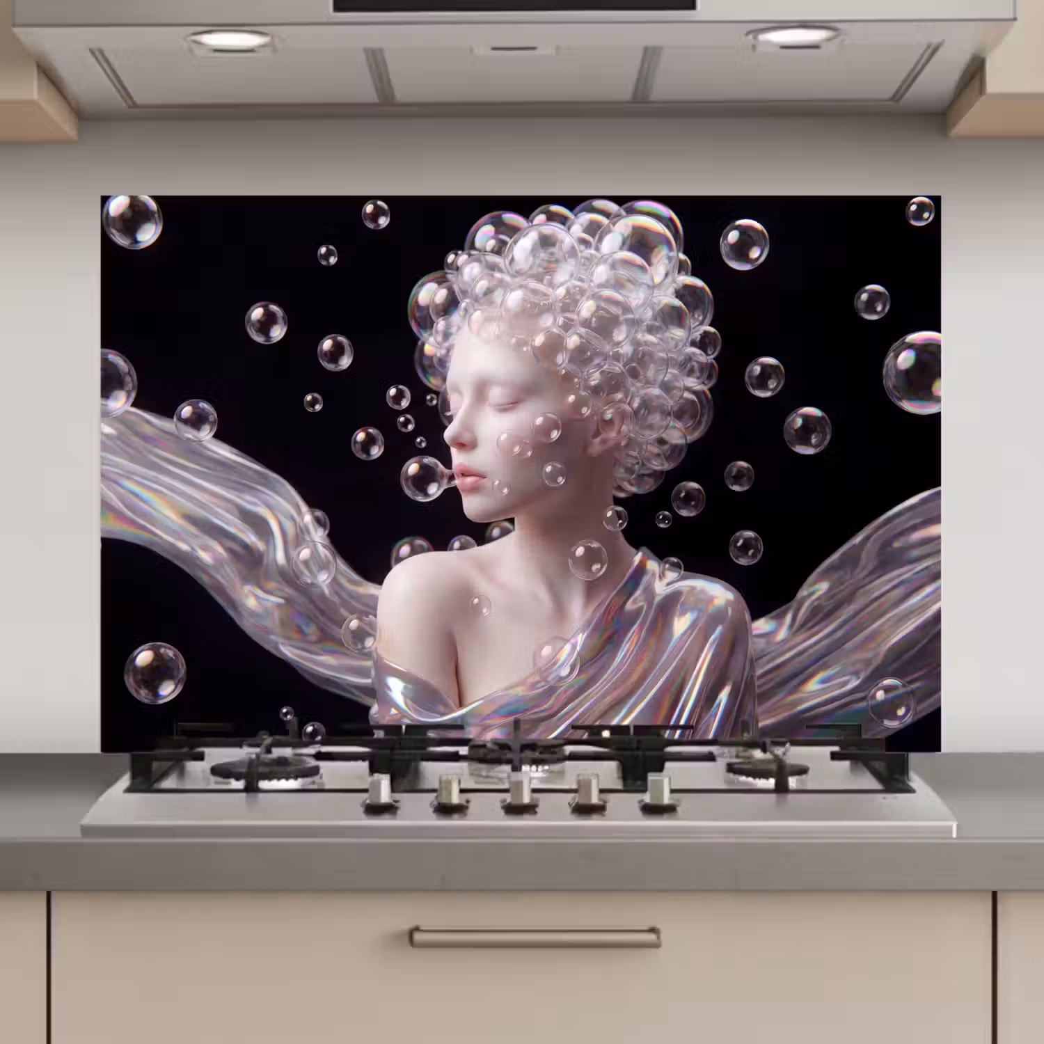 Vrouw - Bellen - Abstract - Kleurrijk keuken achterwand spatscherm klein -3d_website