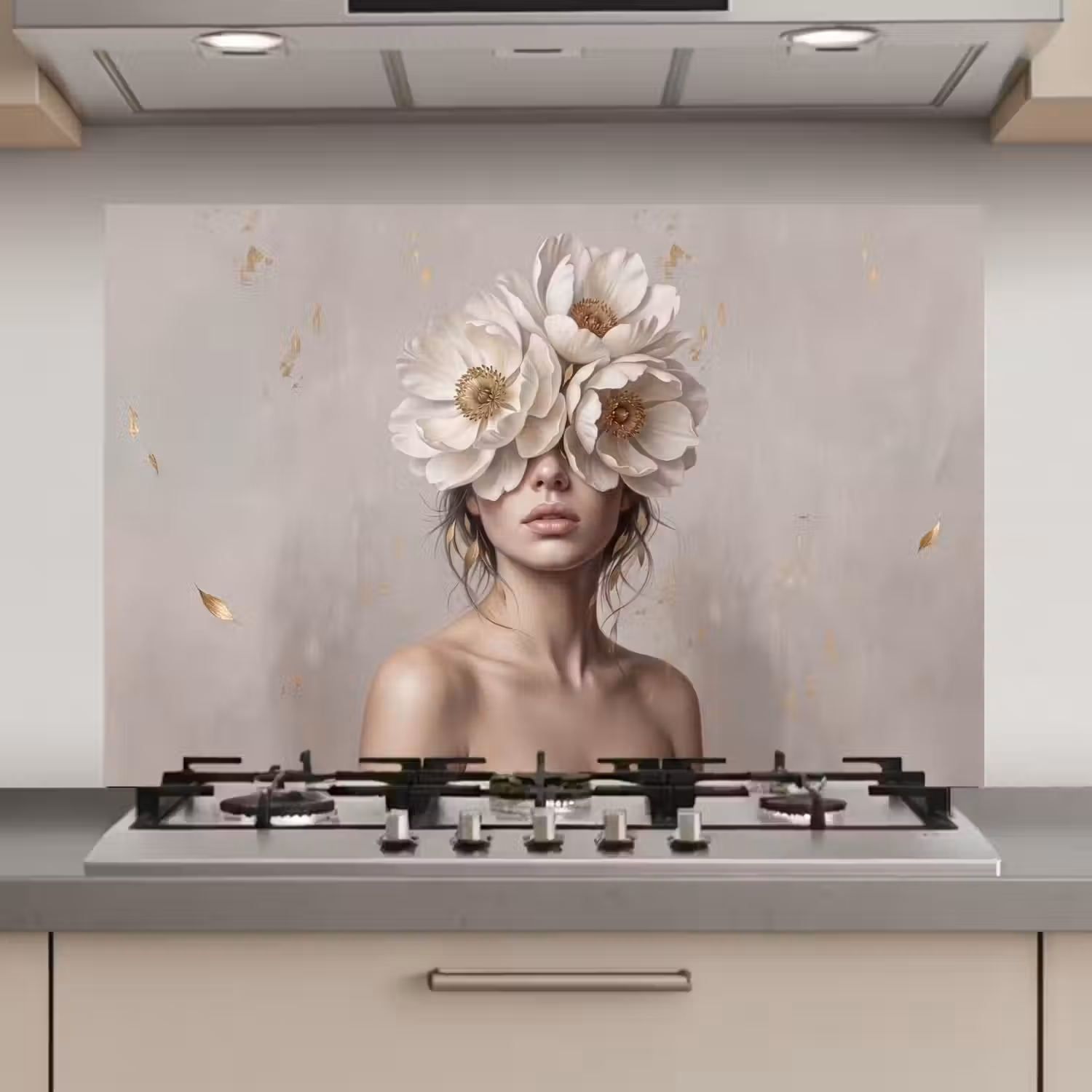 Vrouw - Pioenroos - Wit keuken achterwand 2 middel zz_3dshopping