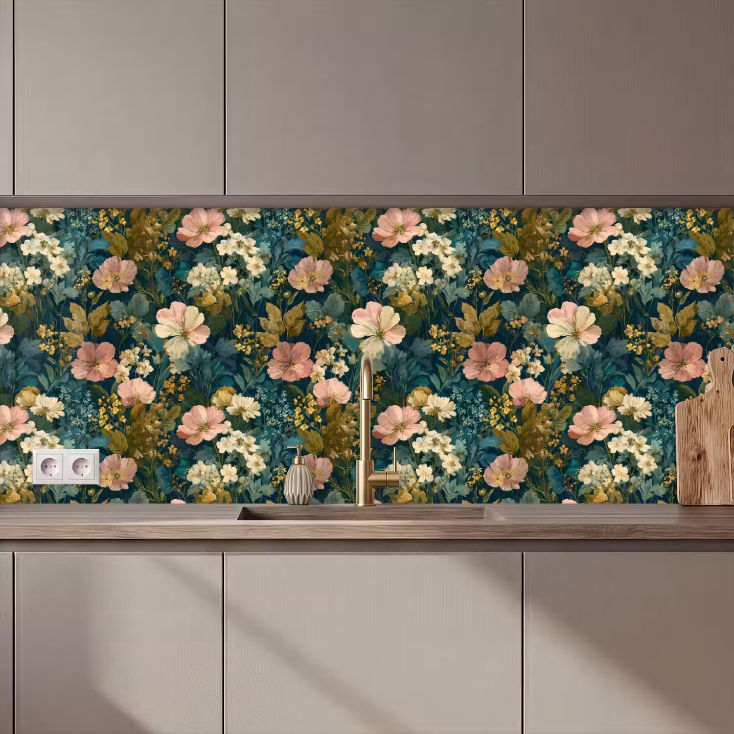 Wilde bloemen - Botanisch - Patroon - Roze - Romantisch keuken achterwand 2 middel 871 zz_3dshopping