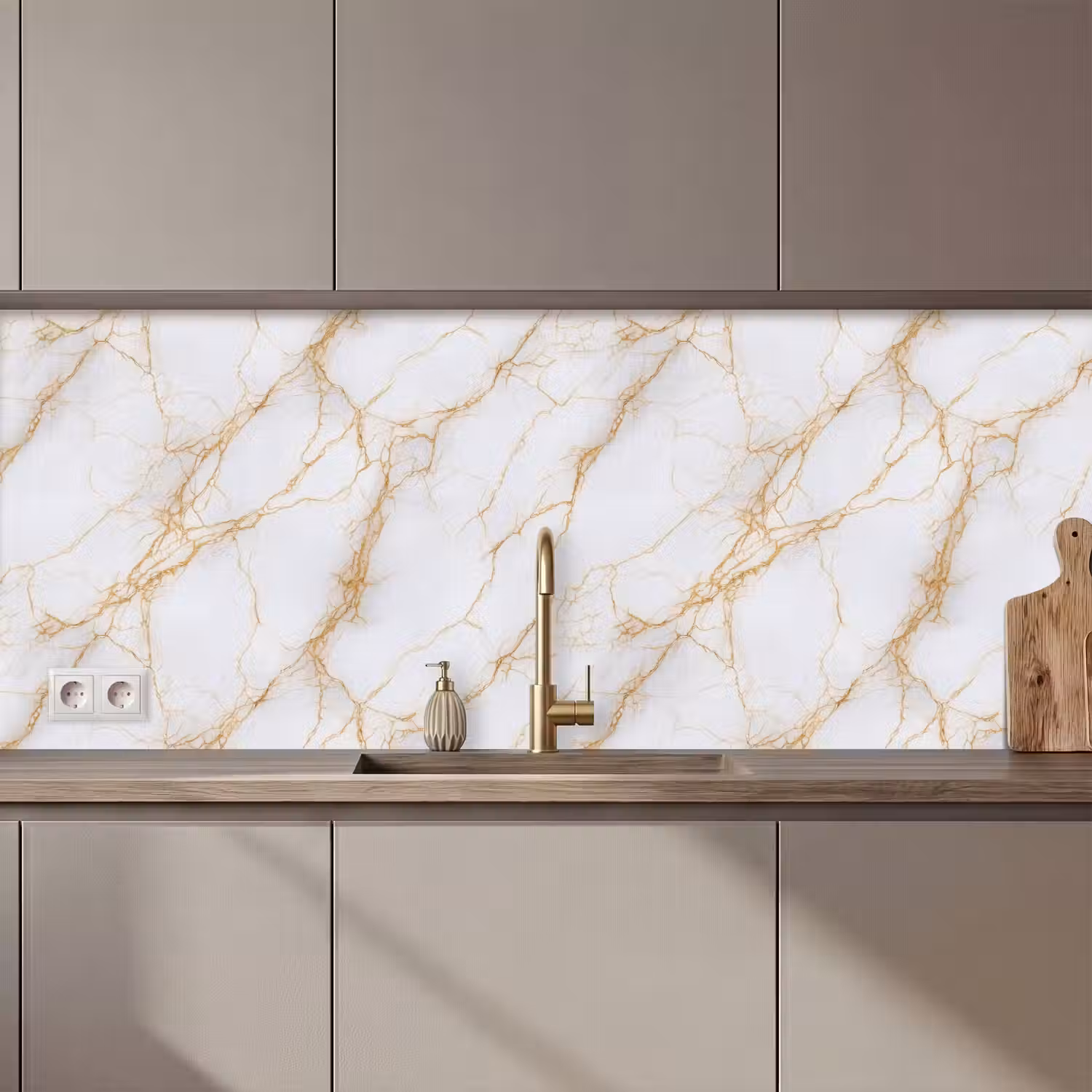 Wit - Goud - Marmer - Aders keuken achterwand 2 middel 871 zz_3dshopping