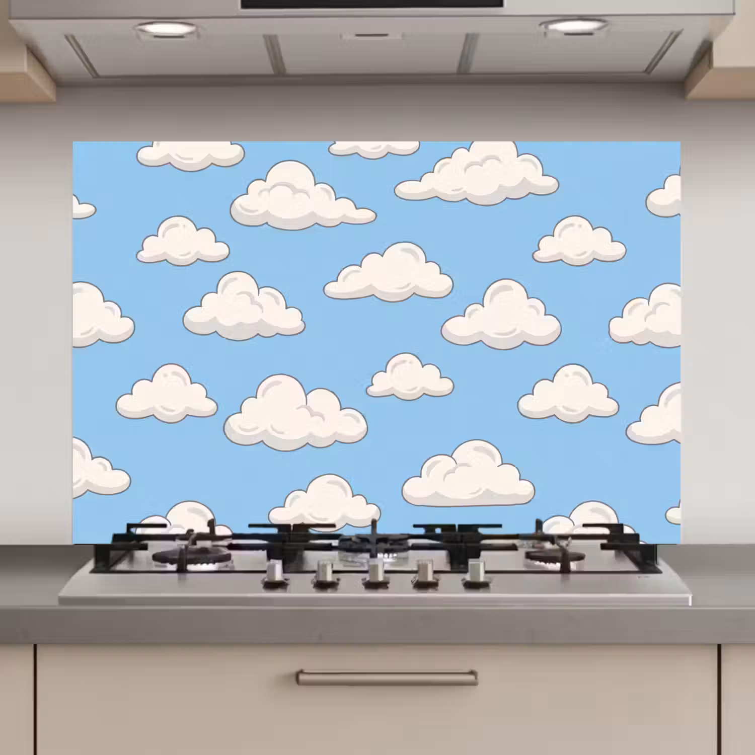 Wolk - Cartoon - Lucht - Blauw - Wit keuken achterwand spatscherm klein -3d_website