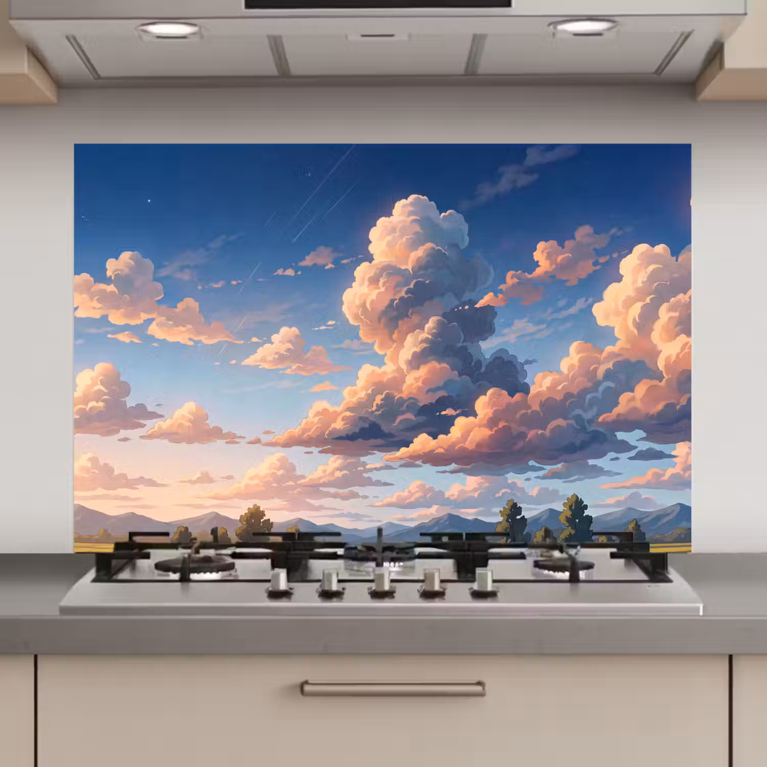 Wolken - Daghemel - Natuur - Illustratie - Oranje keuken achterwand spatscherm klein -3d_website