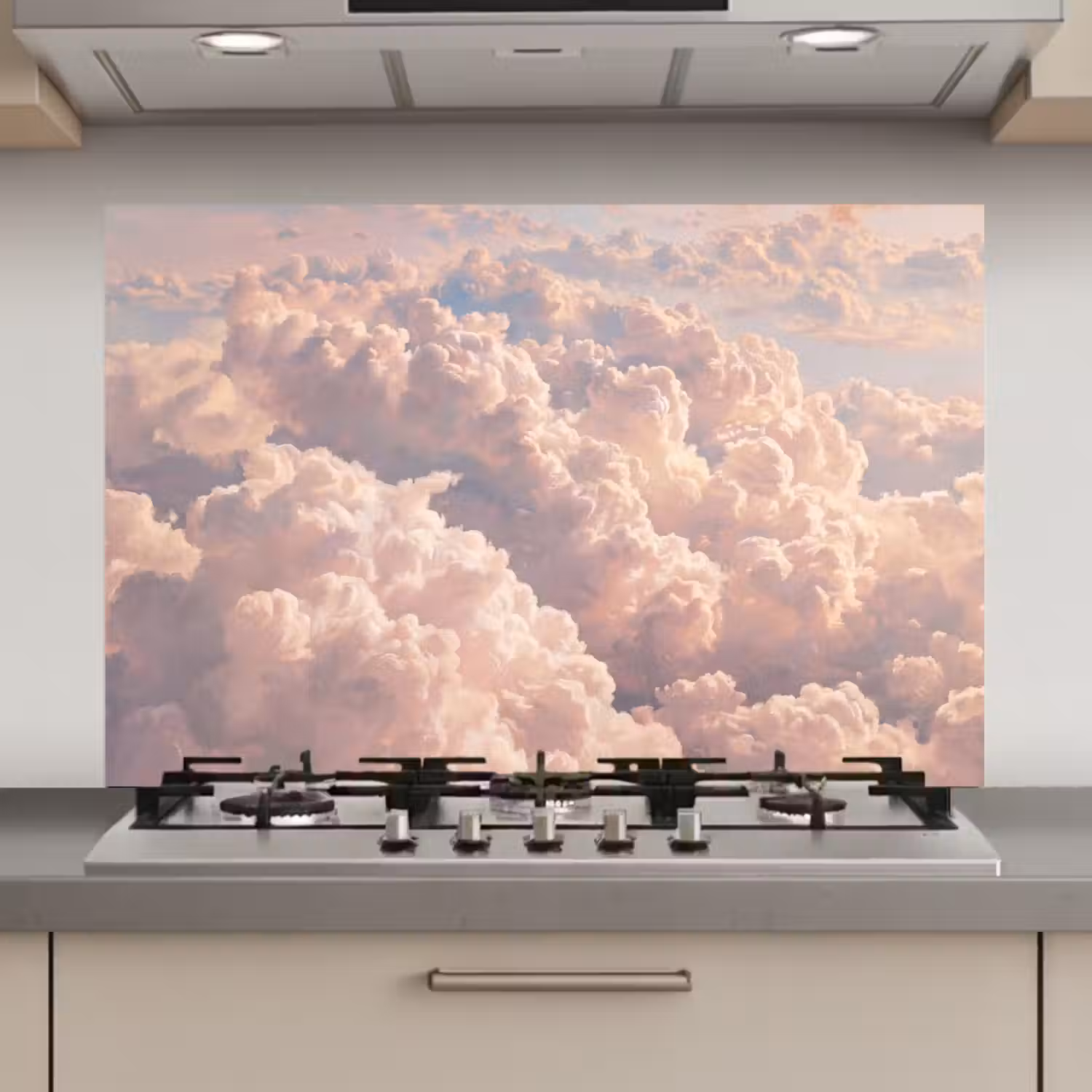 Wolken - Zonsondergang - Natuur - Pastel - Roze keuken achterwand spatscherm klein -3d_website