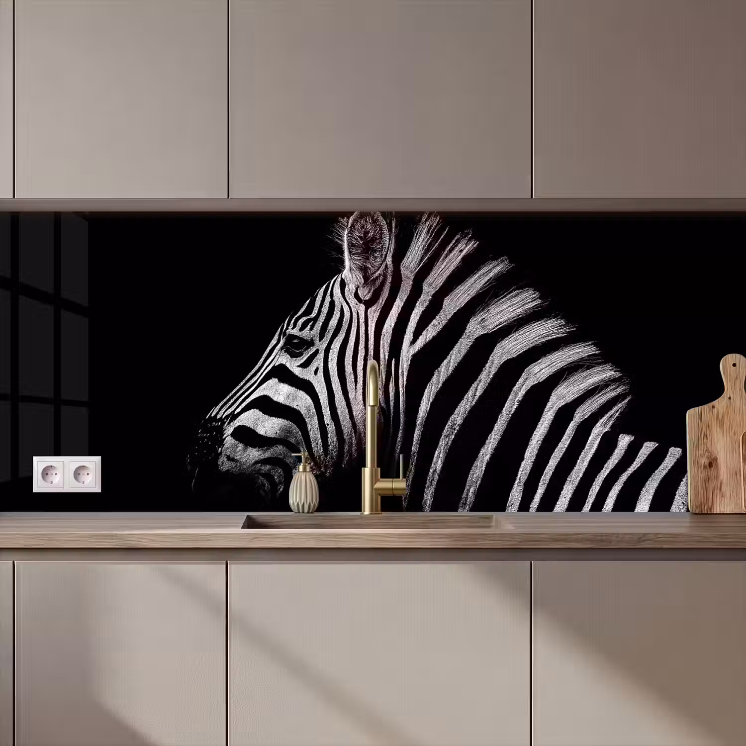 Zebra - Dier - Zwart keuken achterwand 2 middel zz_3dshopping