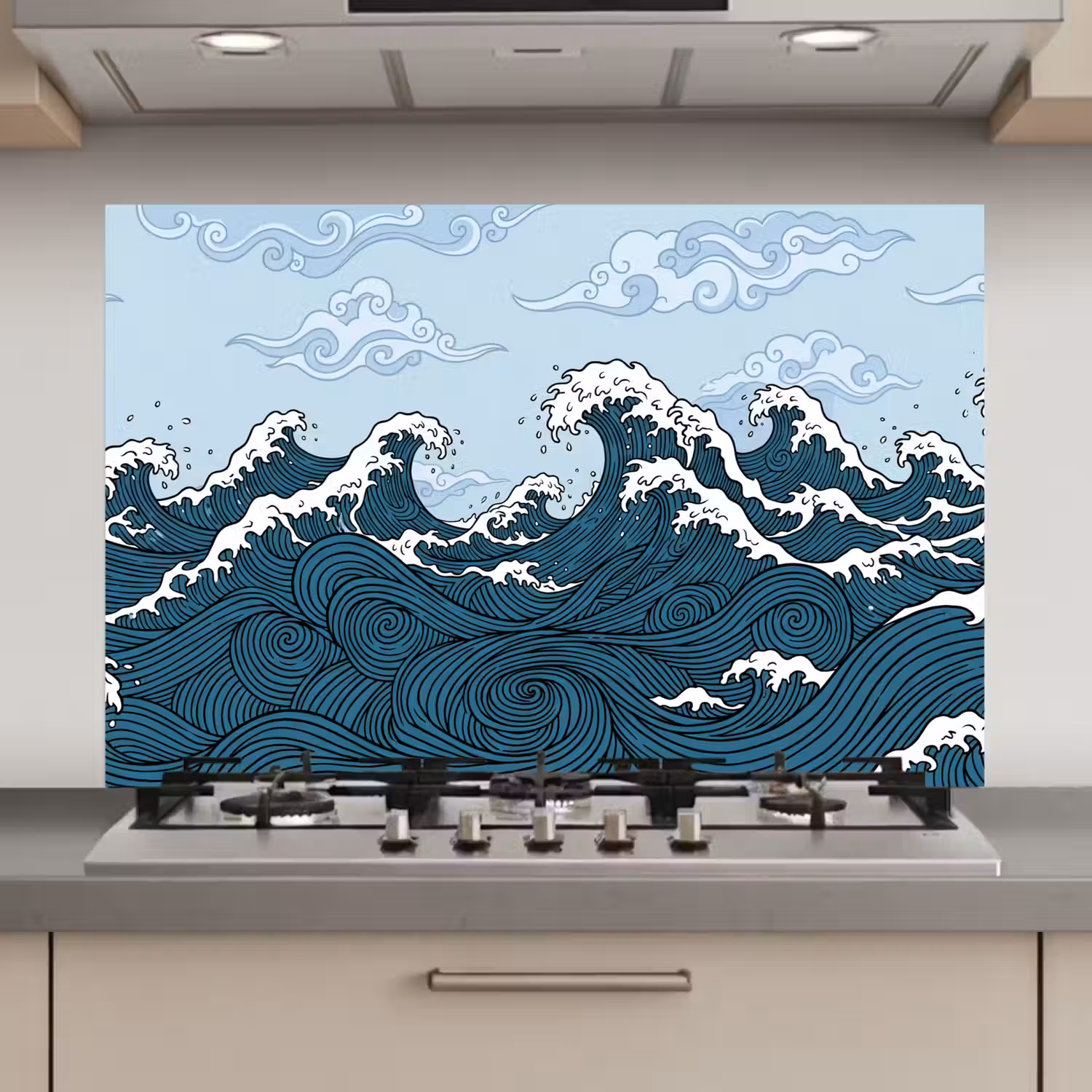 Zee - Golven - Japans - Natuur - Blauw keuken achterwand spatscherm klein -3d_website