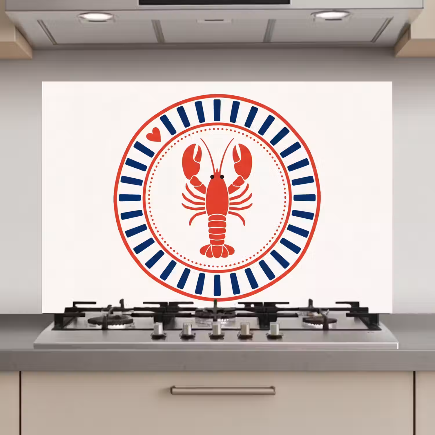 Zeeleven - Kreeft - Embleem - Grafisch - Rood keuken achterwand spatscherm klein -3d_website