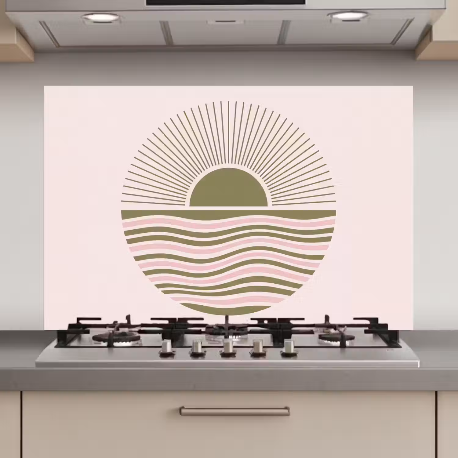 Zon - Zee - Abstract - Modern - Roze keuken achterwand spatscherm klein -3d_website