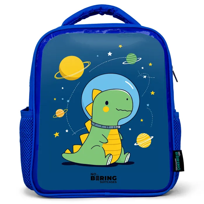 Dino - Planeet - Ster - Blauw Kinderrugzak - Blauw middel -3d