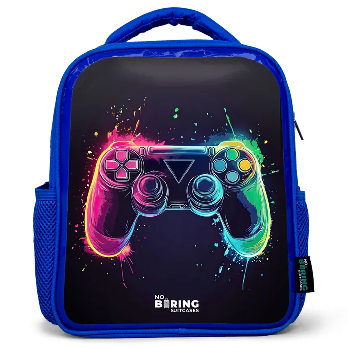 Game - Controller - Kleurrijk Kinderrugzak - Blauw middel -3d