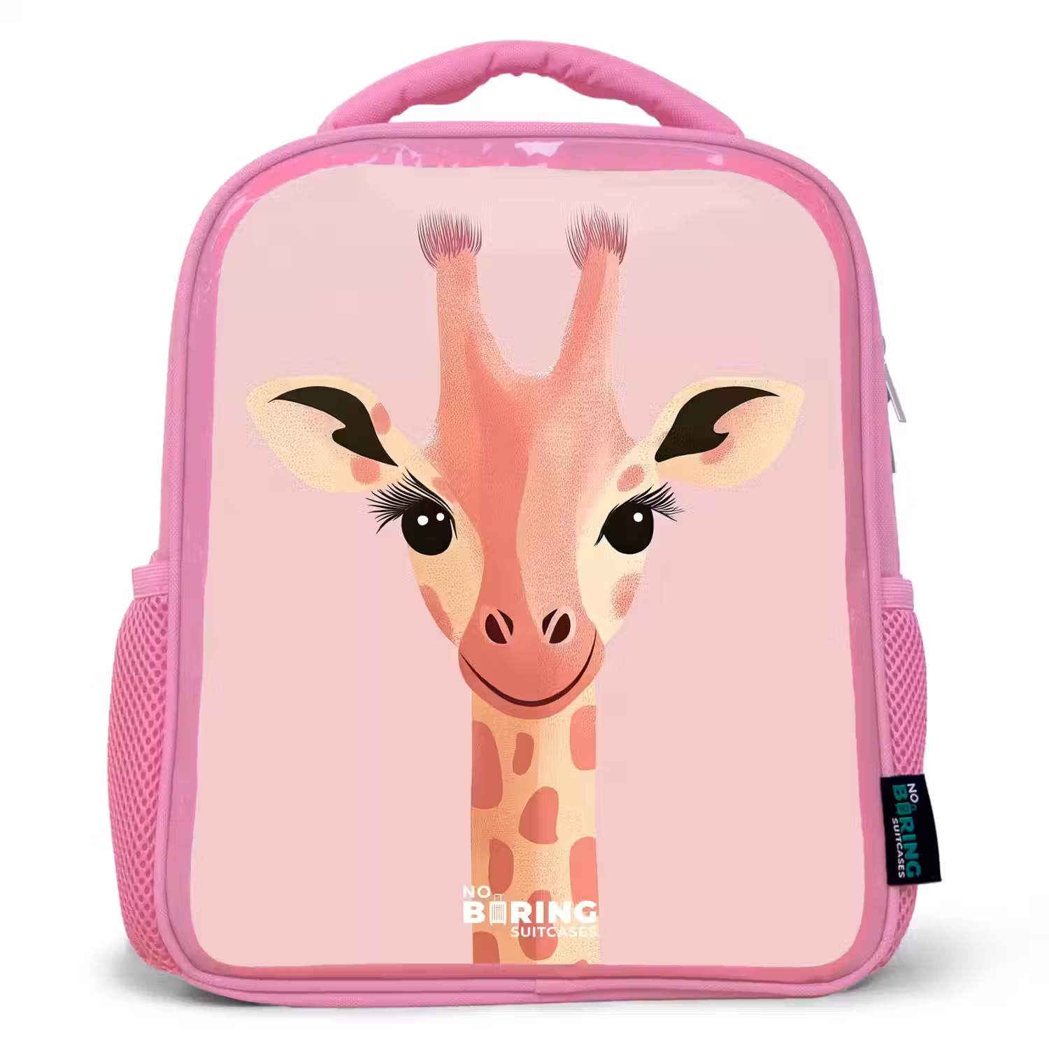 Giraffe - Wimpers - Minimalistisch - Roze Kinderrugzak - Roze middel -3d