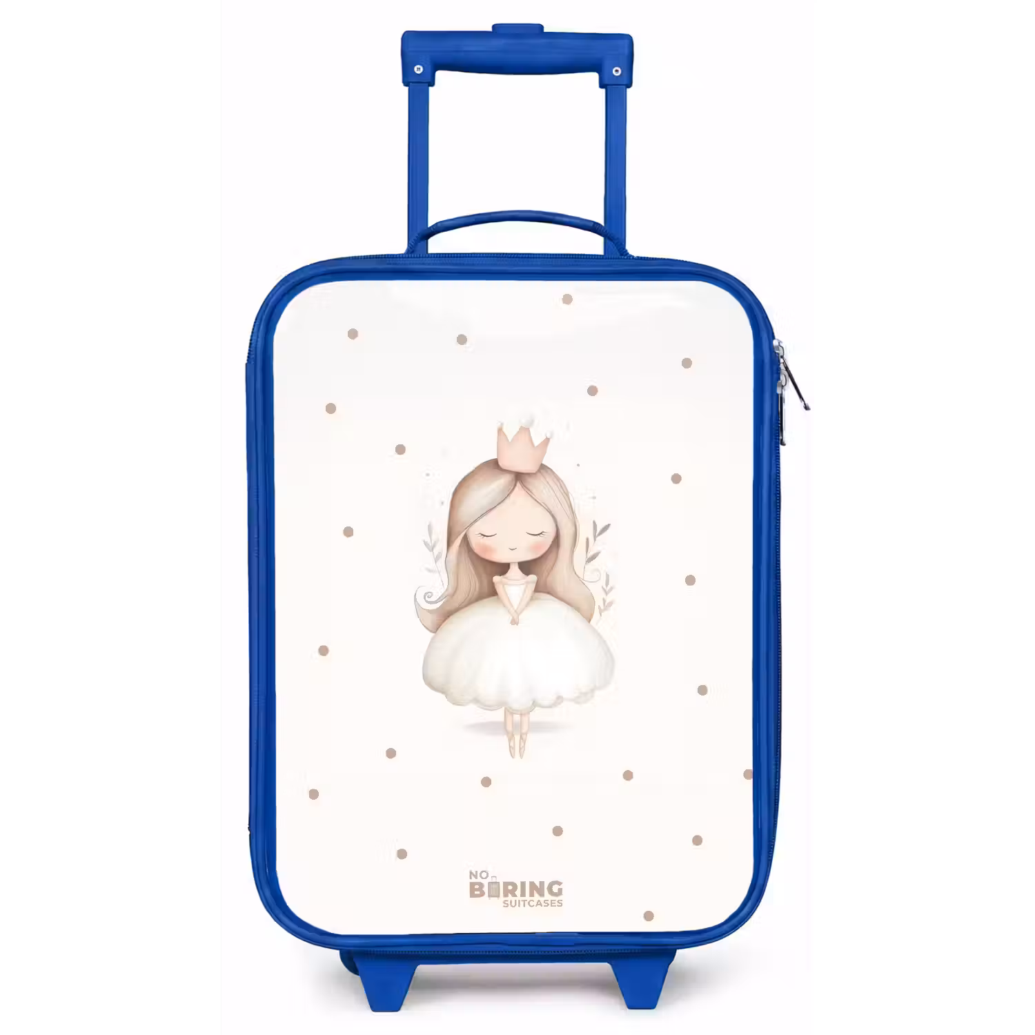 Ballerina prinses tussen beige stippen Kinderkoffer - Blauw klein -zz3dotto