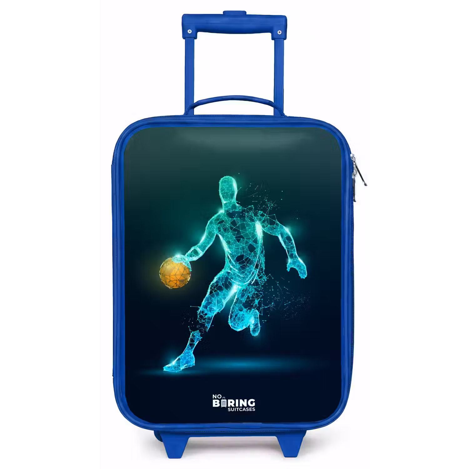 Basketbalspeler in neon dribbelactie Kinderkoffer - Blauw klein -zz3dotto