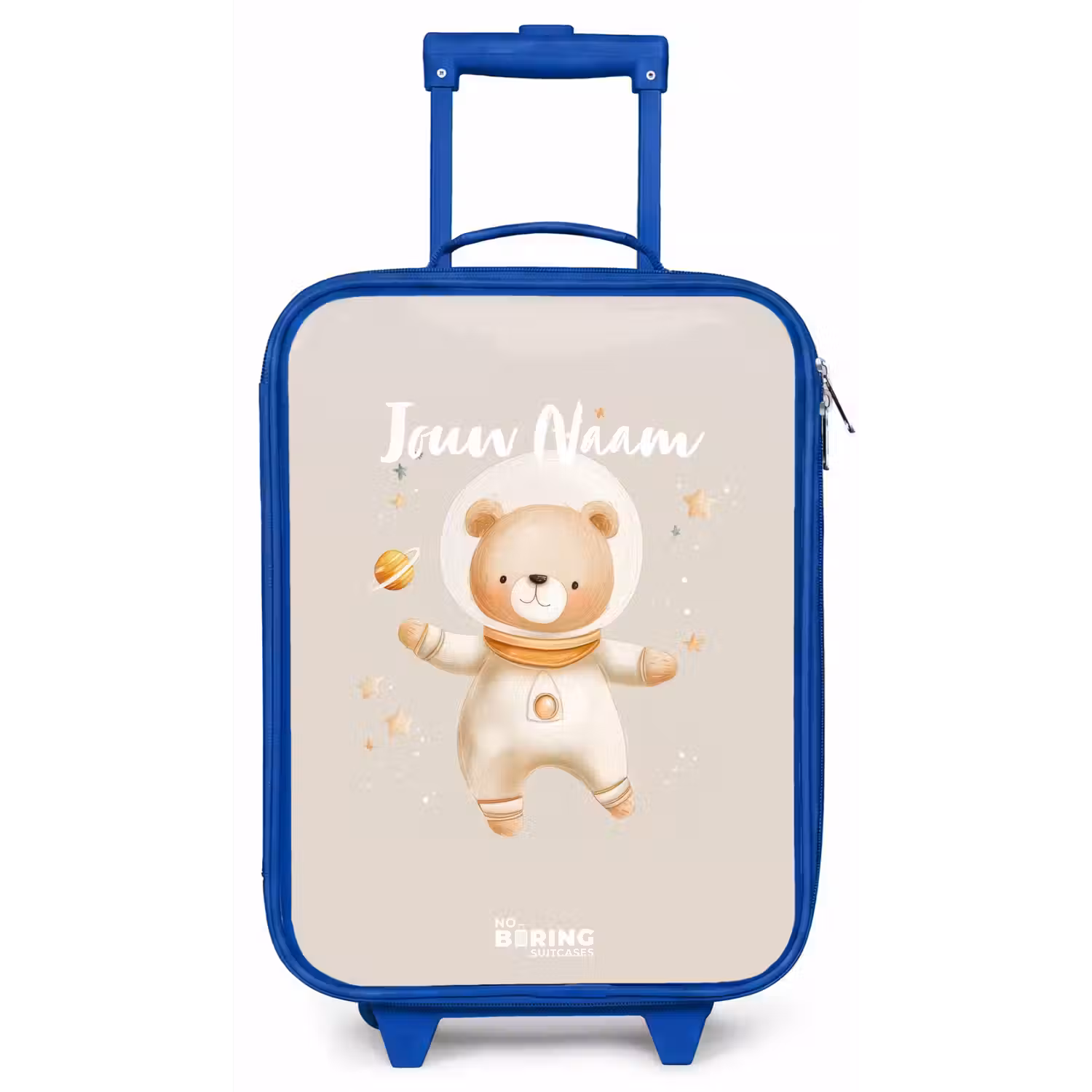 Beige ruimtebeer zweeft tussen sterren Kinderkoffer - Blauw klein -zz3dotto