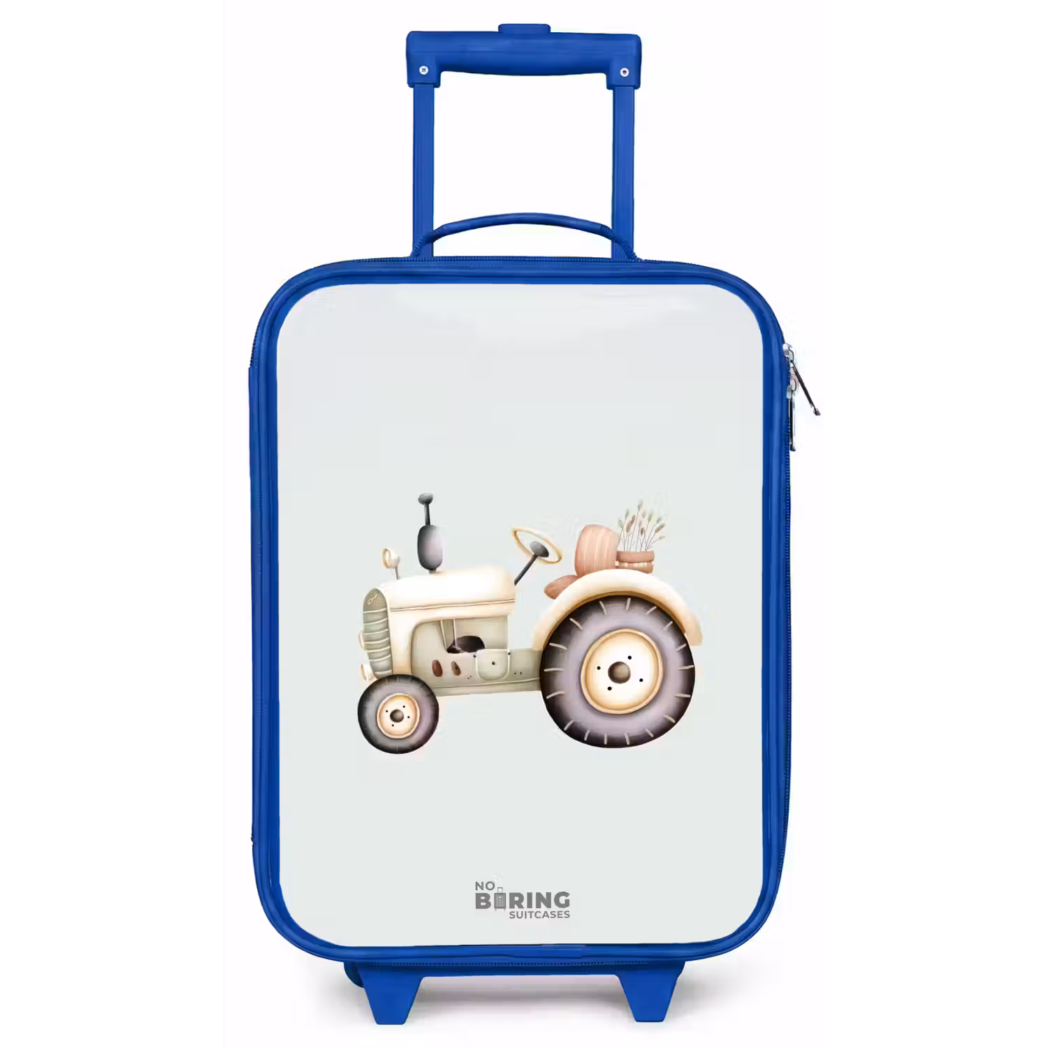 Beige vintage tractor in pastel groene kleuren Kinderkoffer - Blauw klein -zz3dotto