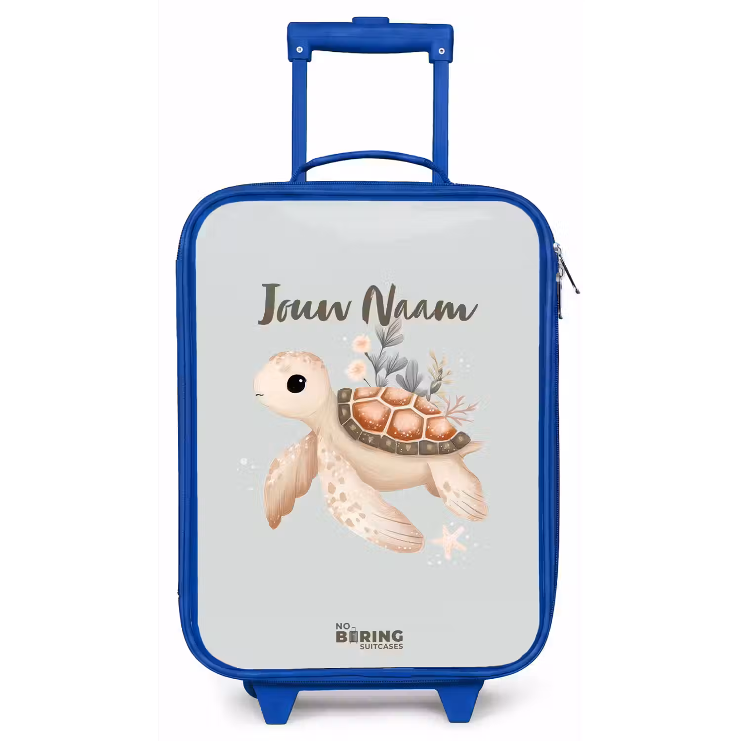 Bruine zeeschildpad in pastel onderwaterwereld Kinderkoffer - Blauw klein -zz3dotto