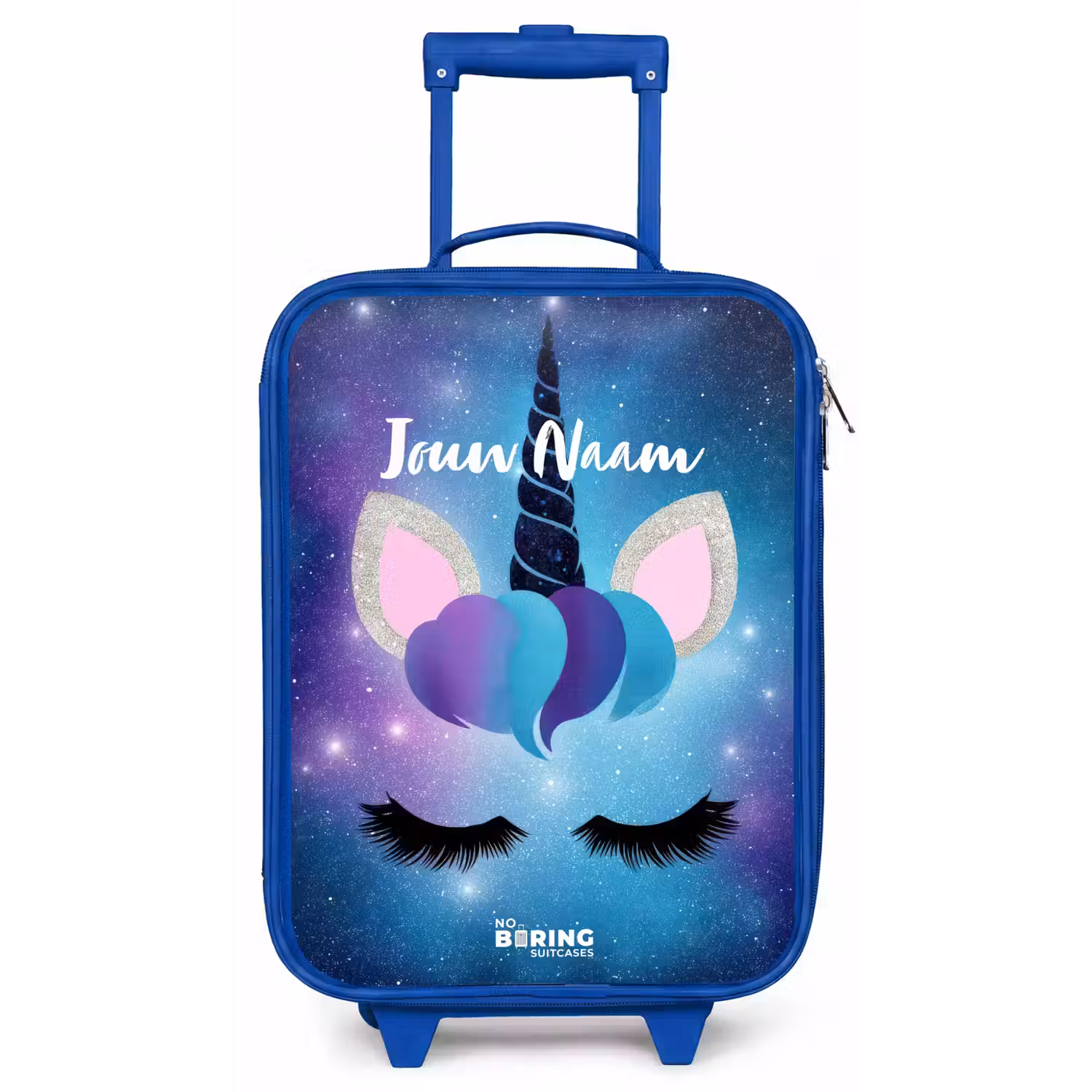 Eenhoorn op een sterrenhemel achtergrond Kinderkoffer - Blauw klein -zz3dotto