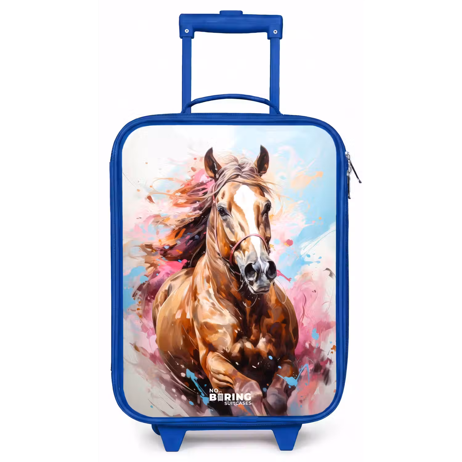 Galopperend paard met kleurrijke achtergrond Kinderkoffer - Blauw klein -zz3dotto