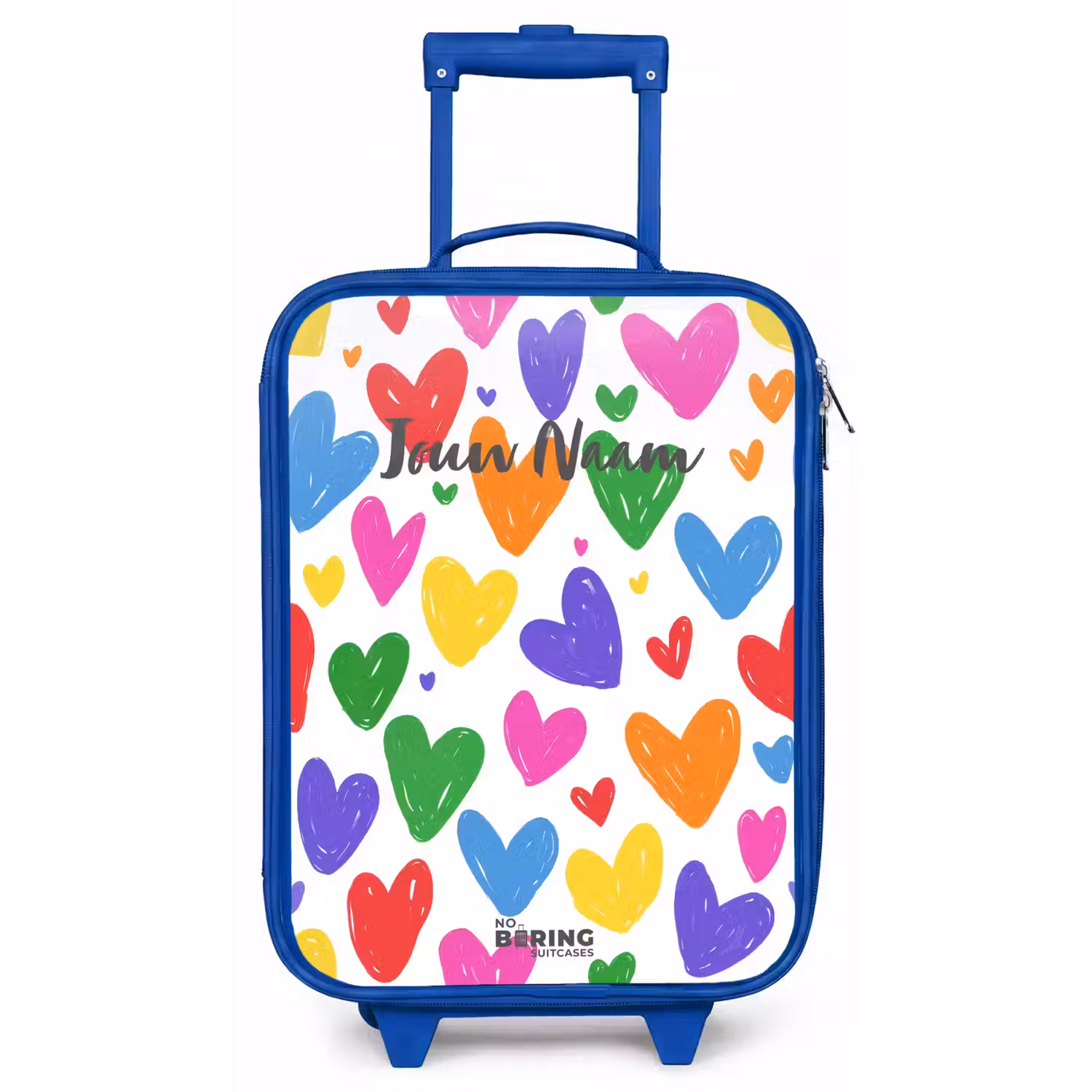 Gekleurde hartjes Kinderkoffer - Blauw klein -zz3dotto