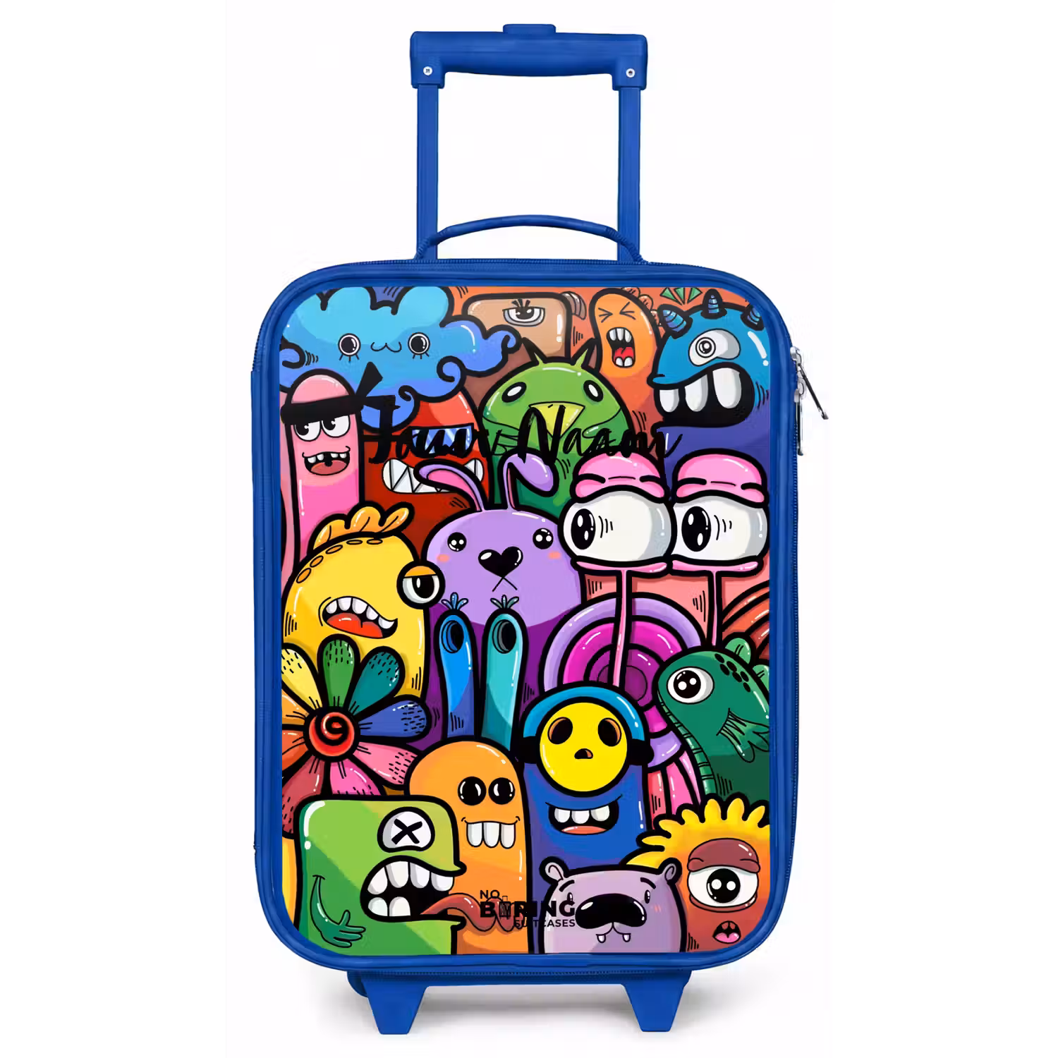 Grappige kleurrijke monsters Kinderkoffer - Blauw klein -zz3dotto