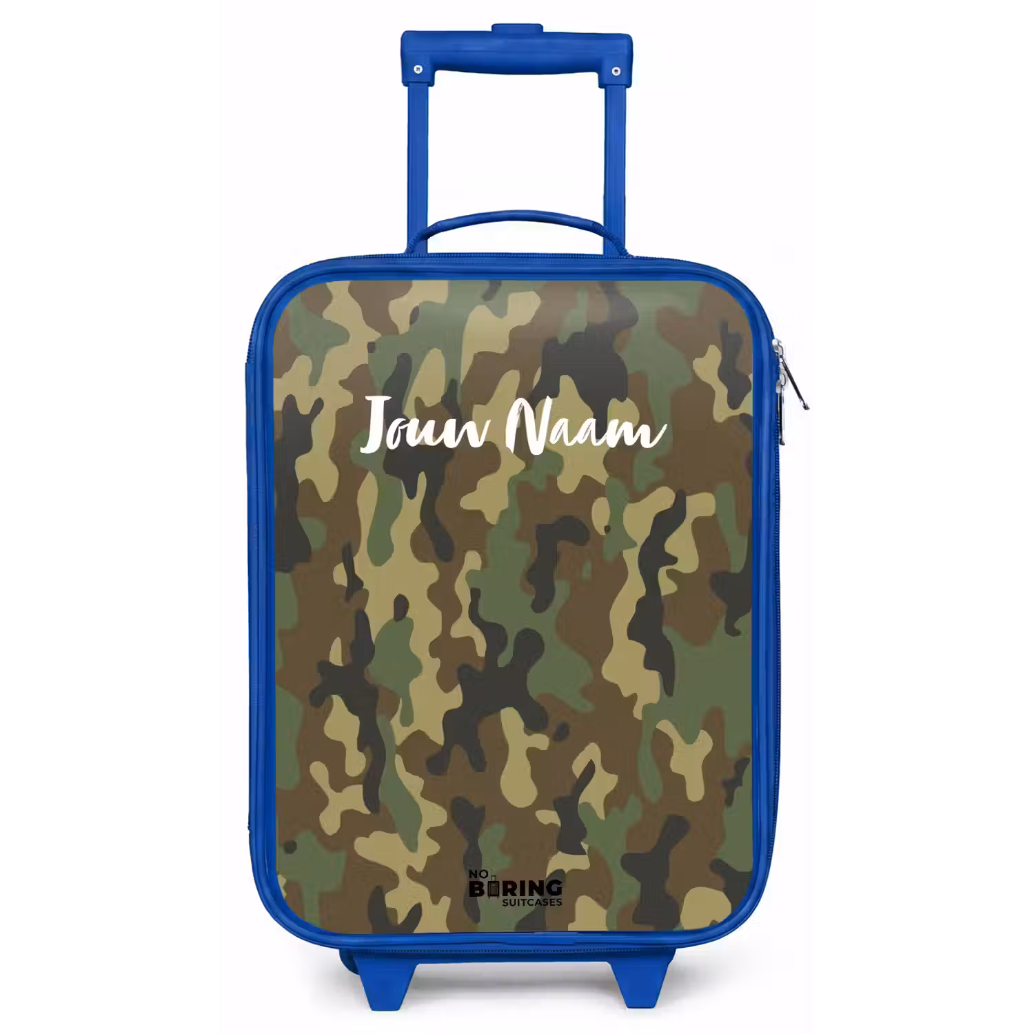 Groene camouflage met zandkleur Kinderkoffer - Blauw klein -zz3dotto