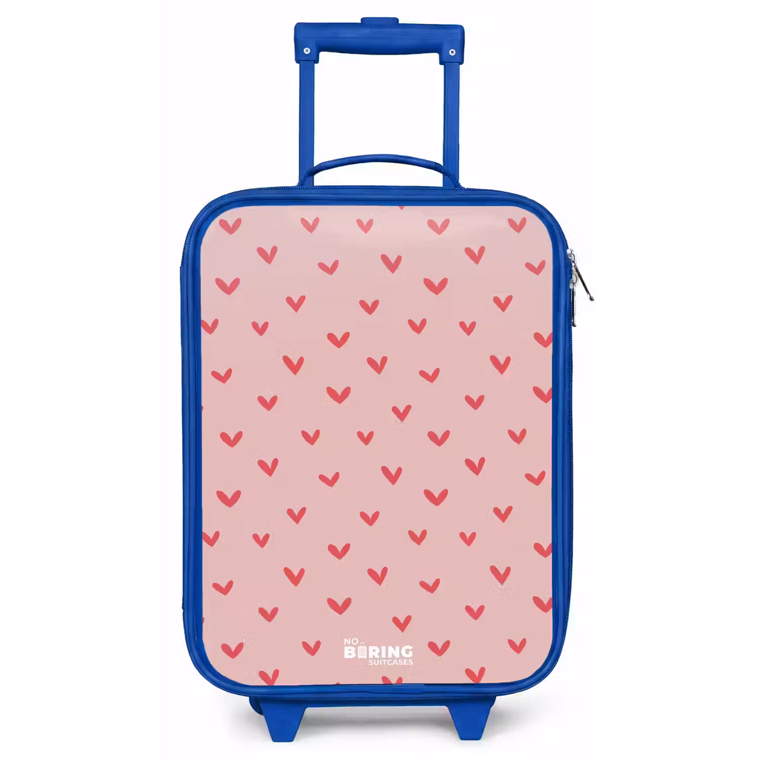 Hartjespatroon met roze kleuren Kinderkoffer - Blauw klein -zz3dotto