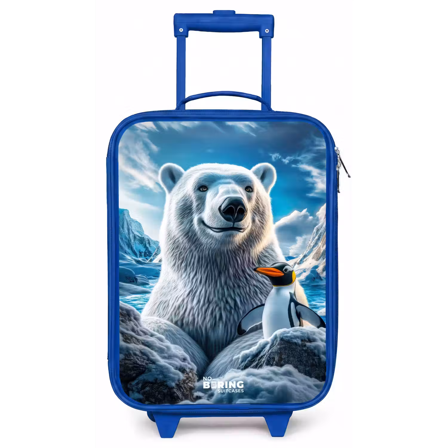 IJsbeer en pinguïn in besneeuwd berglandschap Kinderkoffer - Blauw klein -zz3dotto