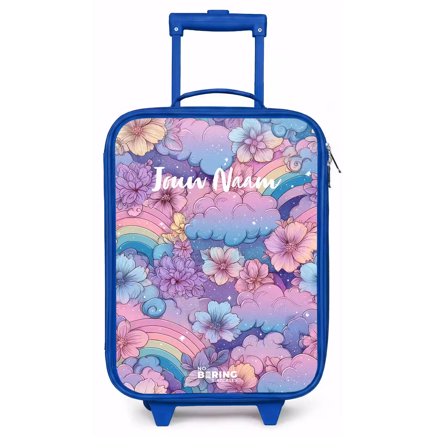 Illustratie van wolken, regenbogen en bloemen Kinderkoffer - Blauw klein -zz3dotto