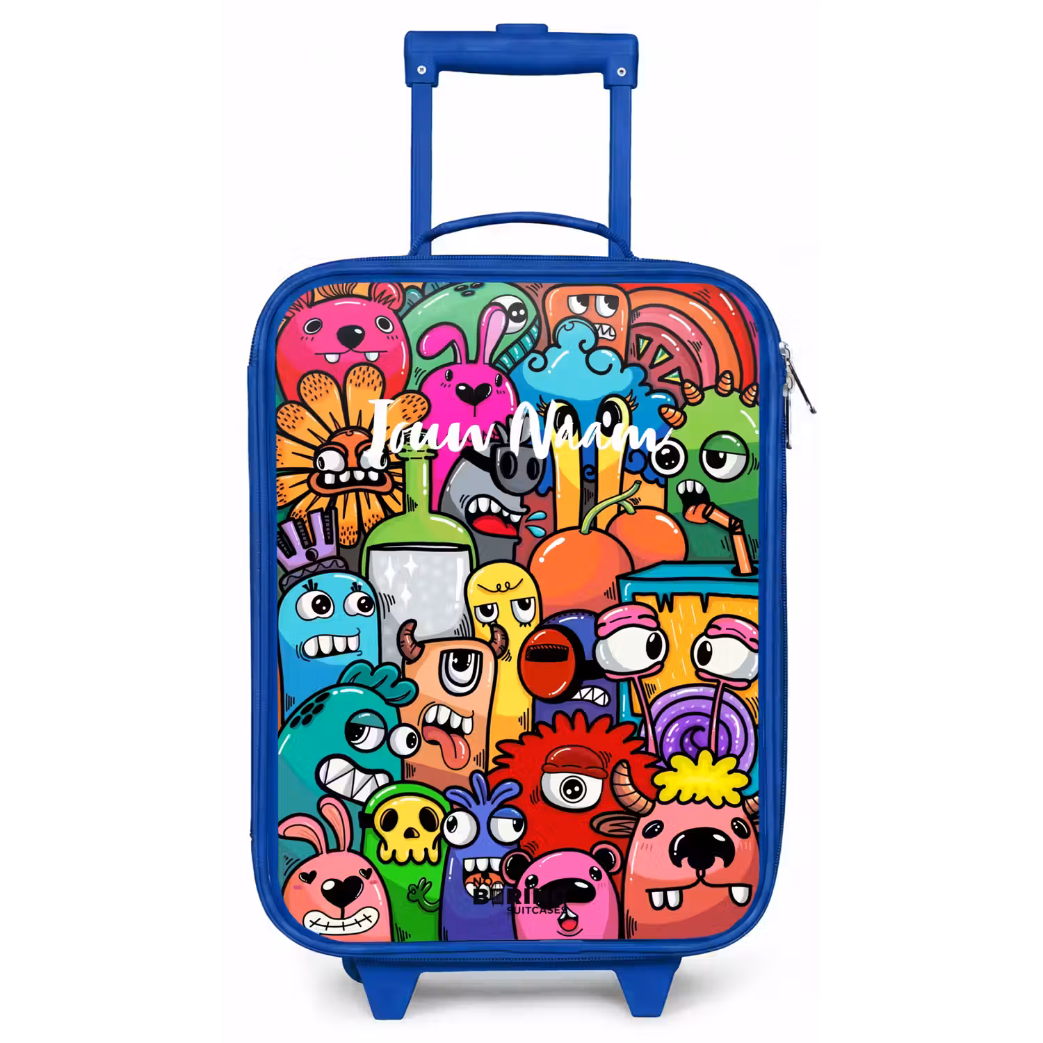 Knallende gekleurde monsters Kinderkoffer - Blauw klein -zz3dotto