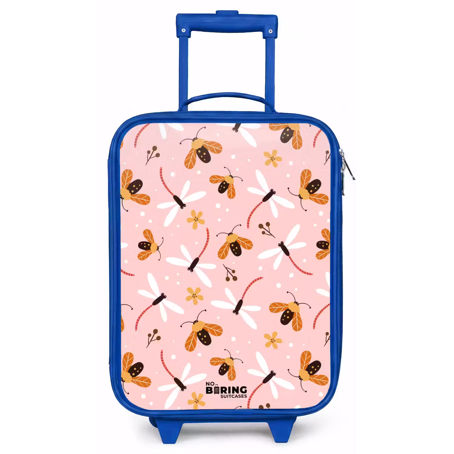 Lieveheersbeestjes en libellen op roze achtergrond Kinderkoffer - Blauw klein -zz3dotto