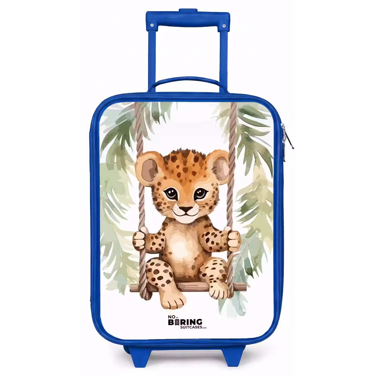 Luipaard welp op een schommel waterverf illustratie Kinderkoffer - Blauw klein -zz3dotto