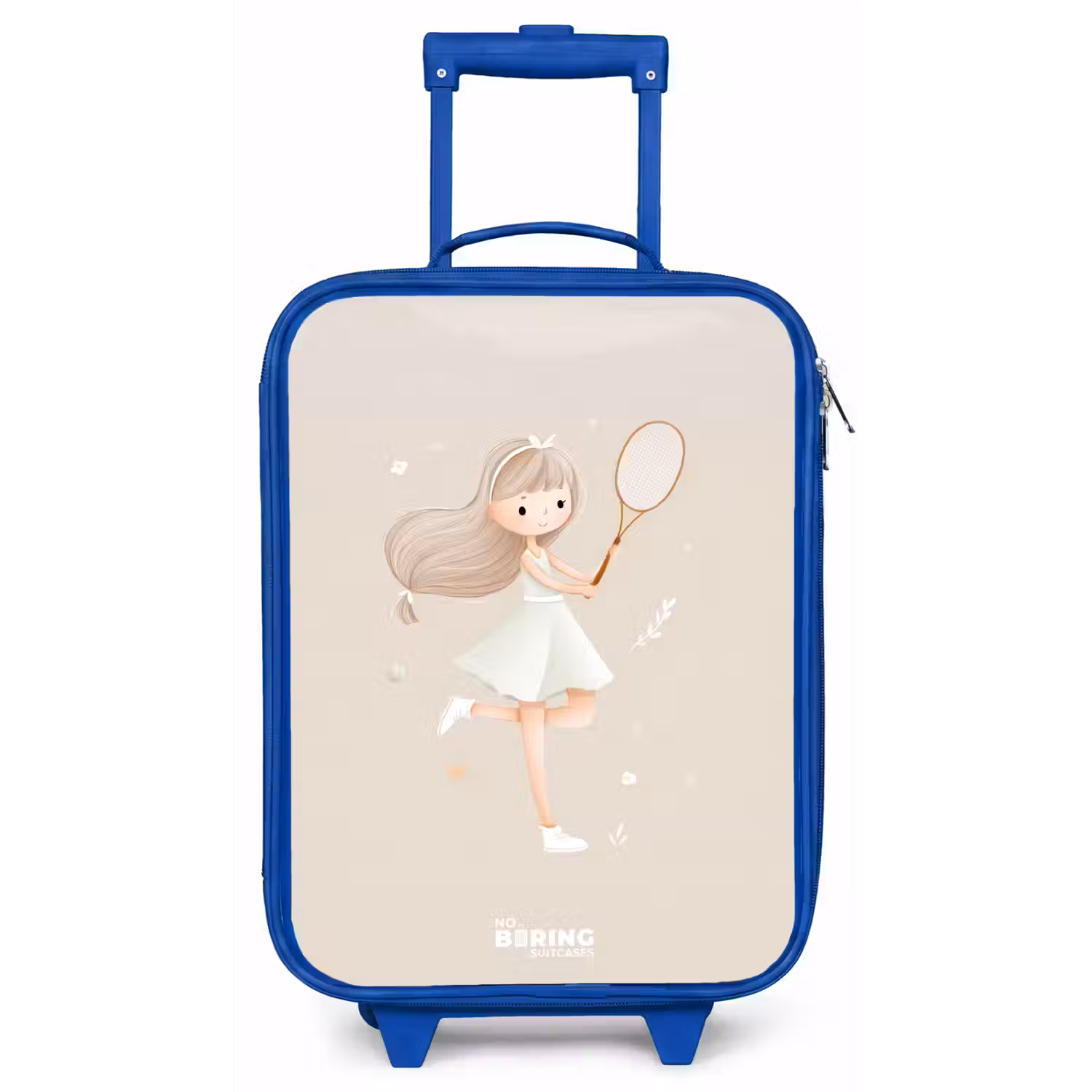 Meisje speelt tennis in beige kleuren Kinderkoffer - Blauw klein -zz3dotto