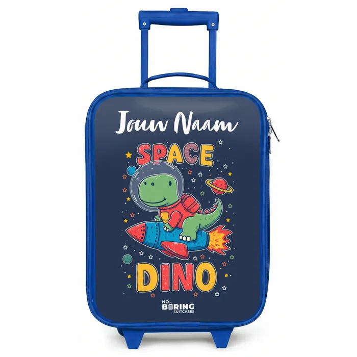 Dinosaurus - Groen - Raket - Sterrenhemel Kinderkoffer - Blauw klein -zz3dotto