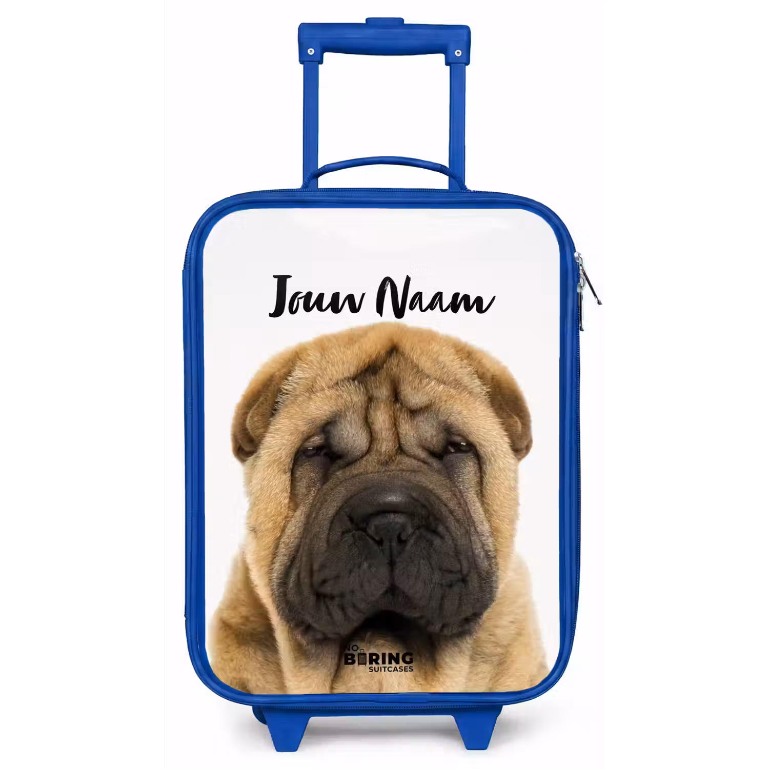 Hondje met Boos Hoofd Kinderkoffer - Blauw klein -zz3dotto