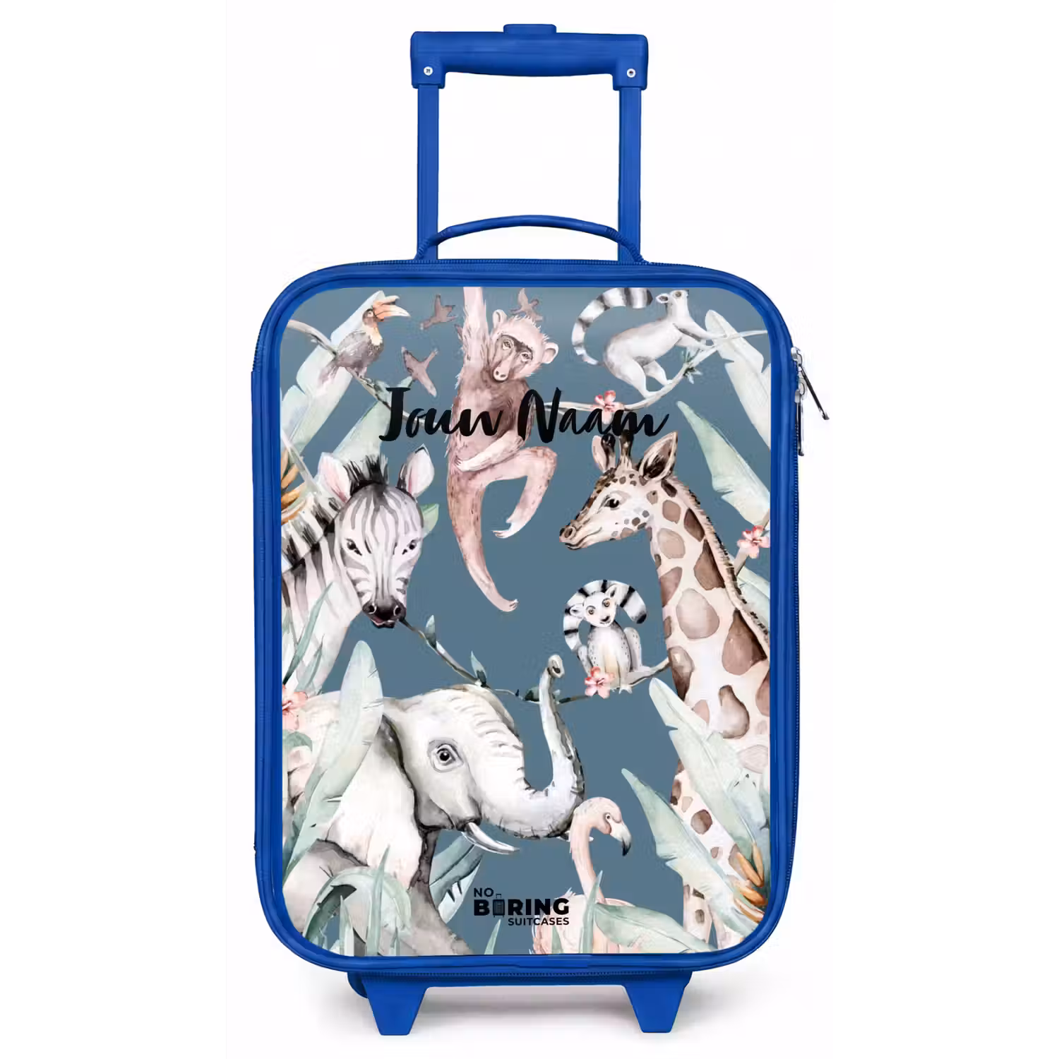 Jungle Dierenfeest Kinderkoffer - Blauw klein -zz3dotto