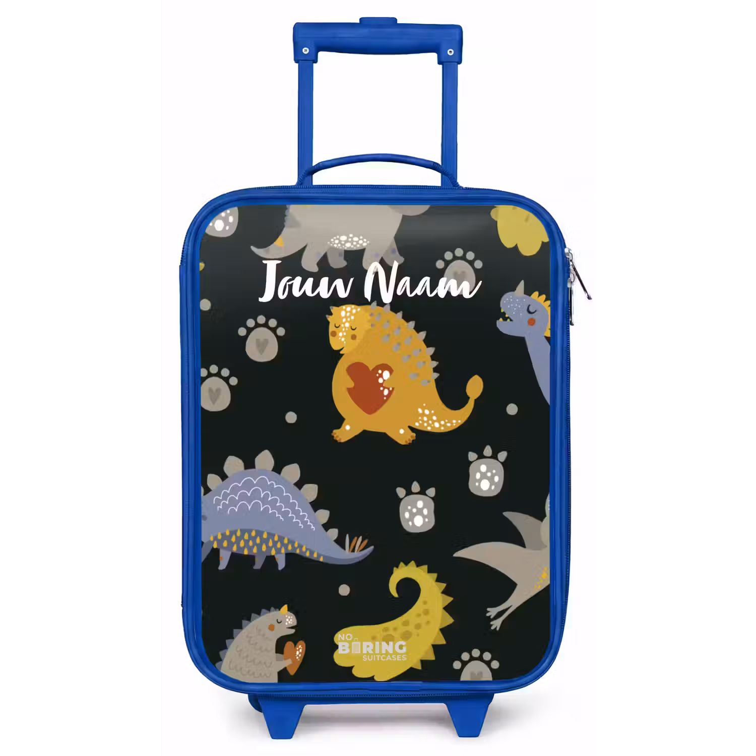 Liefdevolle dinosaurus Kinderkoffer - Blauw klein -zz3dotto