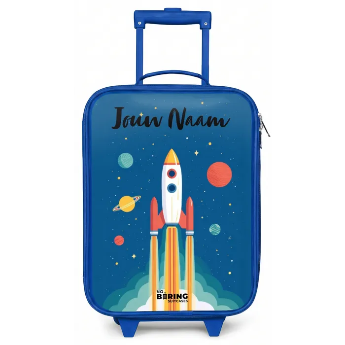 Raket - Planeet - Sterren - Veelkleurig Kinderkoffer - Blauw klein -zz3dotto