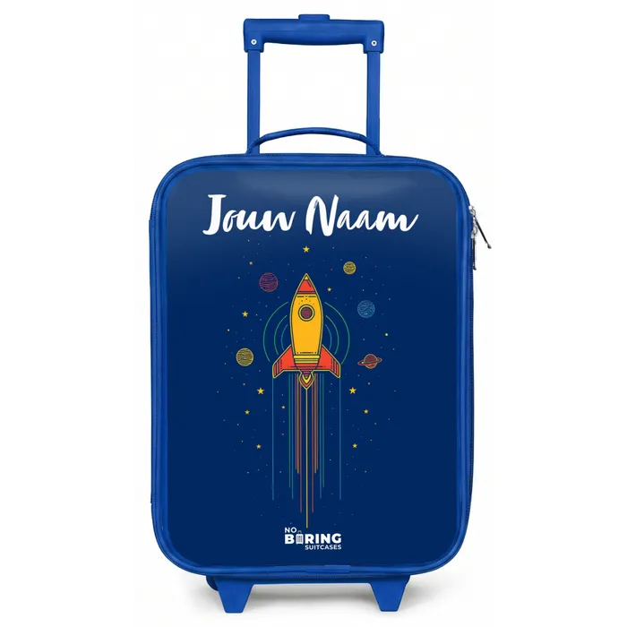 Raket - Planeten - Sterren Kinderkoffer - Blauw klein -zz3dotto