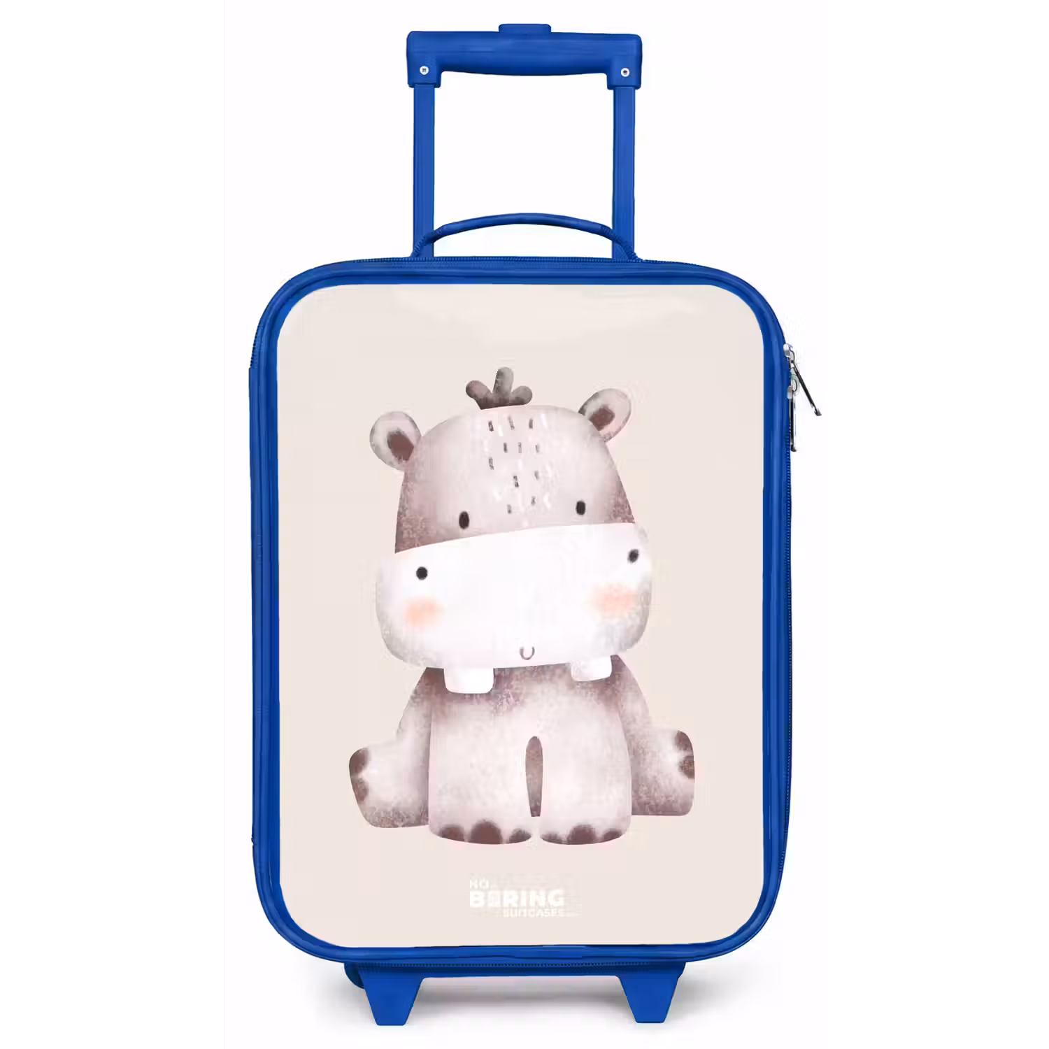 Nijlpaard op beige achtergrond illustratie Kinderkoffer - Blauw klein -zz3dotto