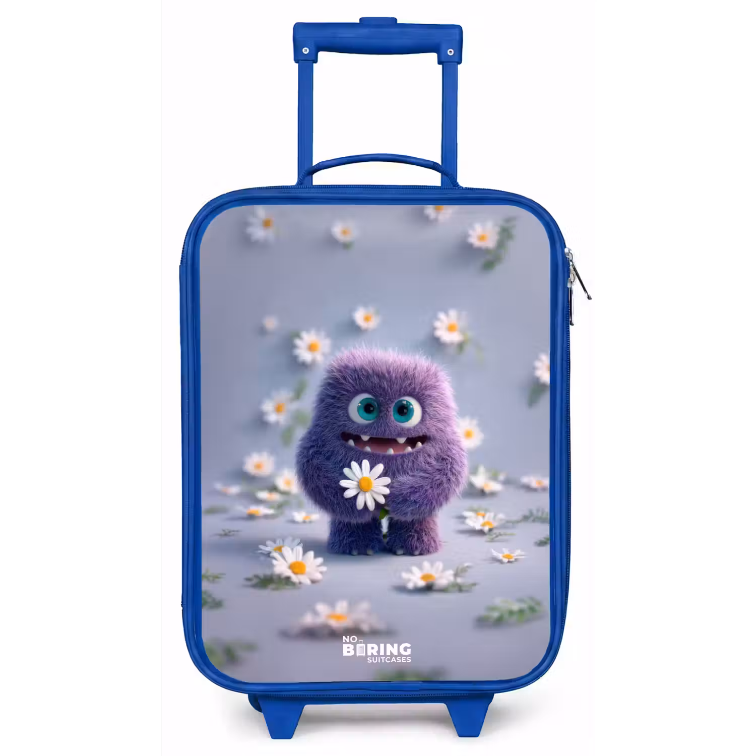 Paars Pluizig Vriendje met Madelief Kinderkoffer - Blauw klein -zz3dotto