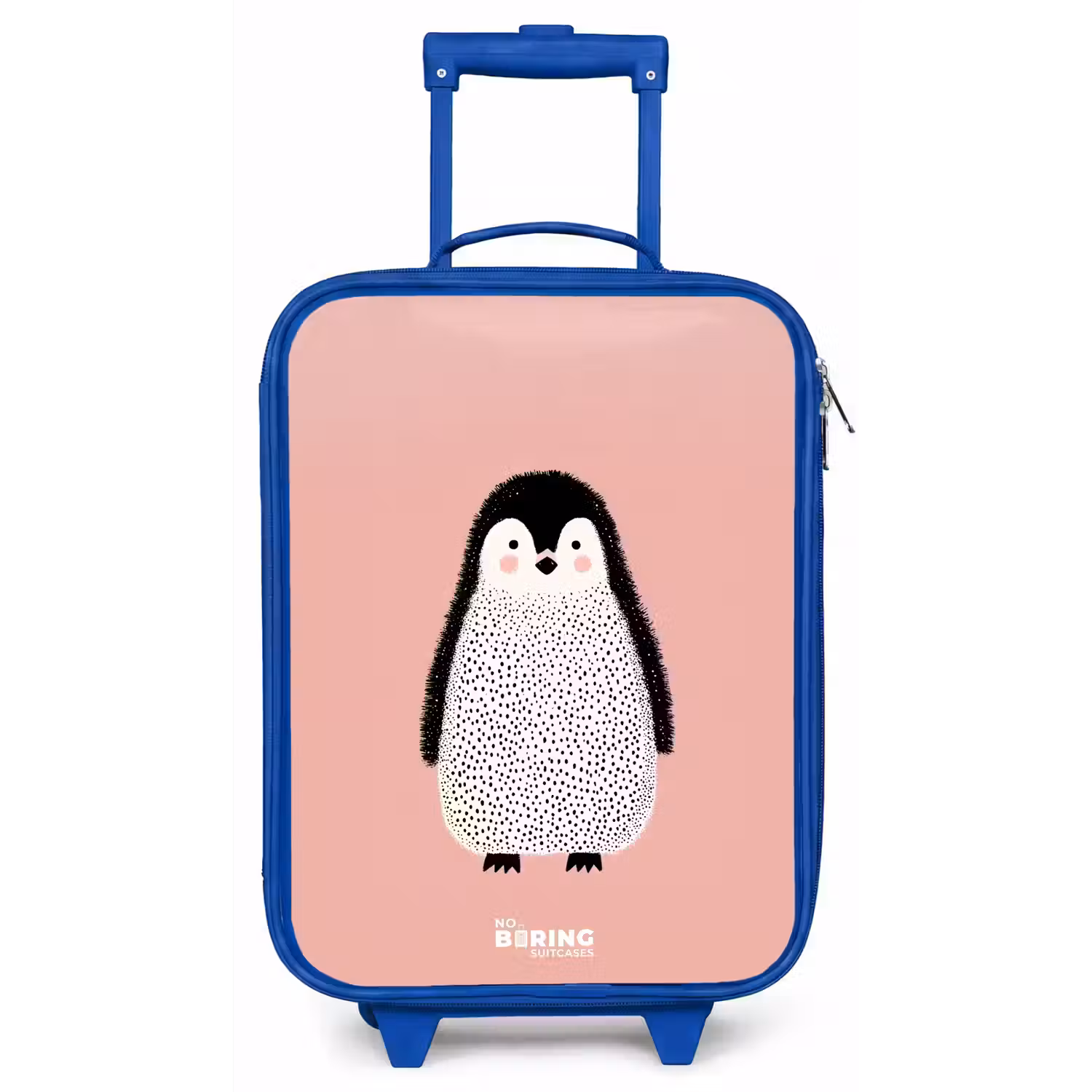 Pinguïn - Stippen - Roze - Minimalistisch Kinderkoffer - Blauw klein -zz3dotto