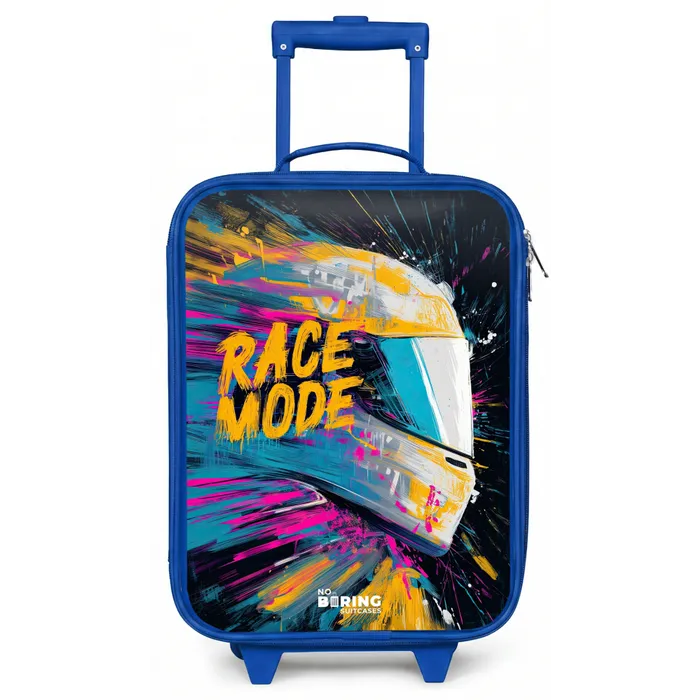 Racehelm - Verfspatten - Penseelstreken - Race mode Kinderkoffer - Blauw klein -zz3dotto