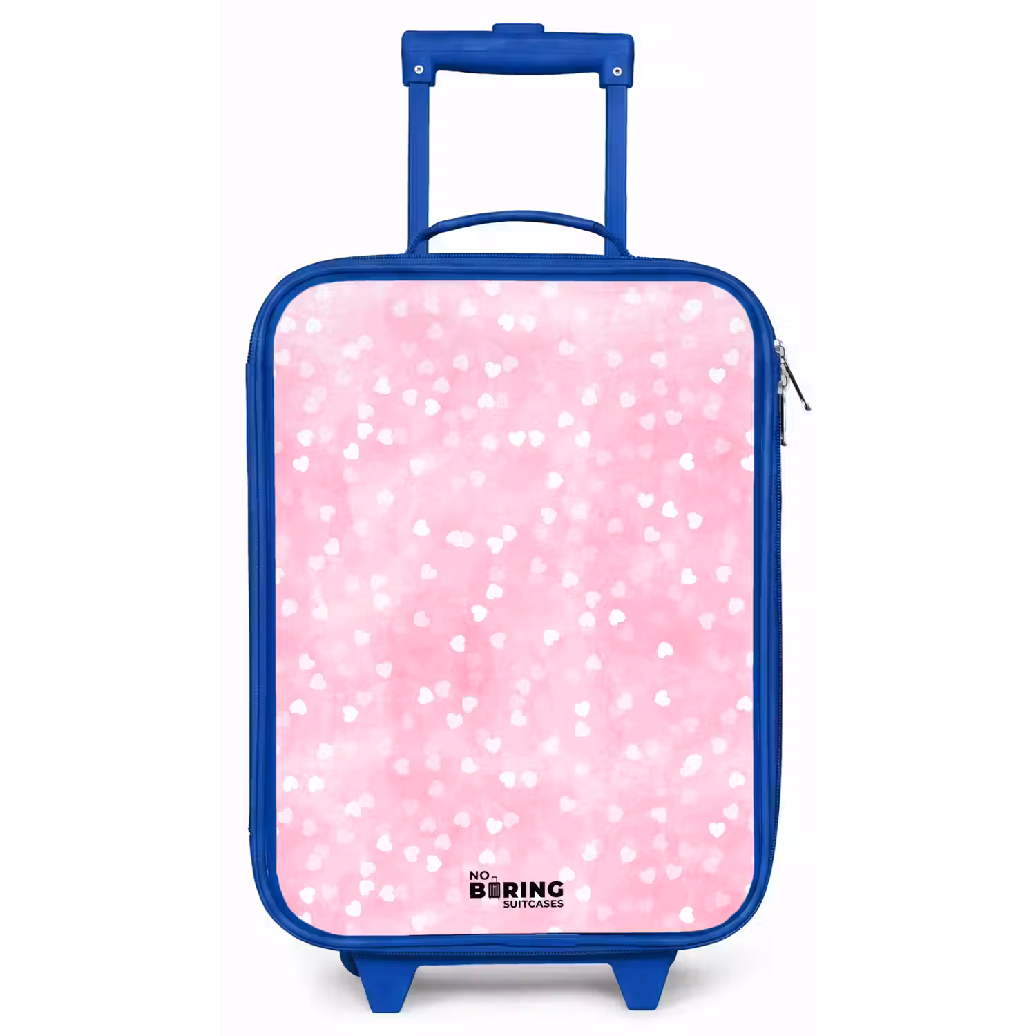 Roze glitter hartjes Kinderkoffer - Blauw klein -zz3dotto