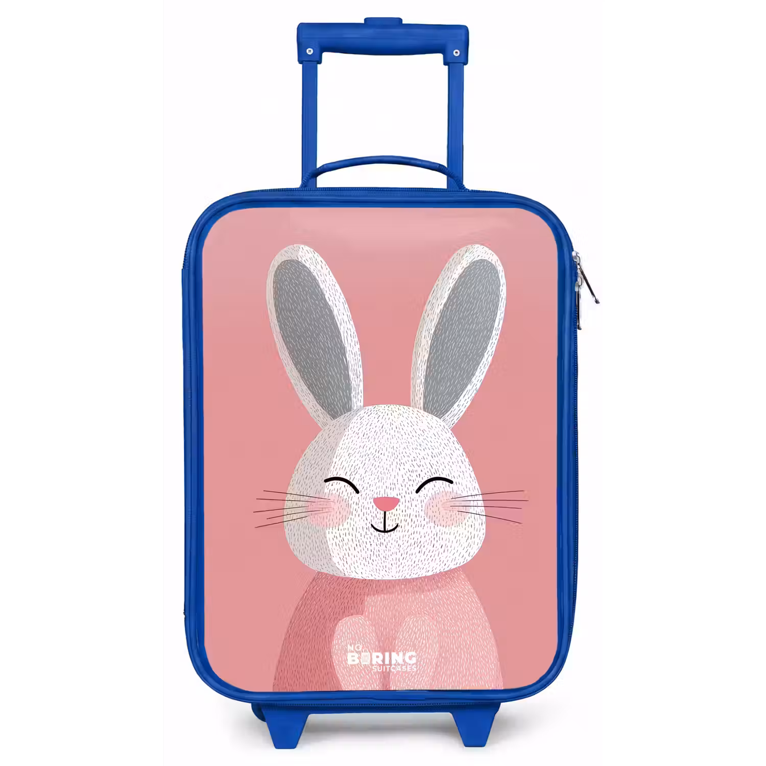 Roze - Konijn - Glimlach - Illustratie Kinderkoffer - Blauw klein -zz3dotto
